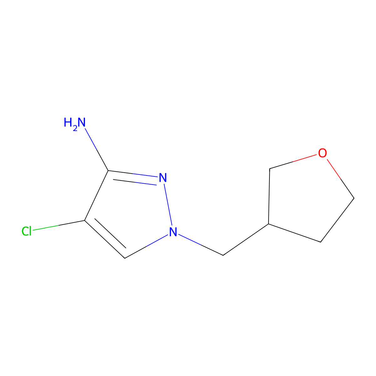 4-Chloro-1-[(oxolan-3-yl)methyl]-1H-pyrazol-3-amine molecular structure, CAS 1343038-99-2