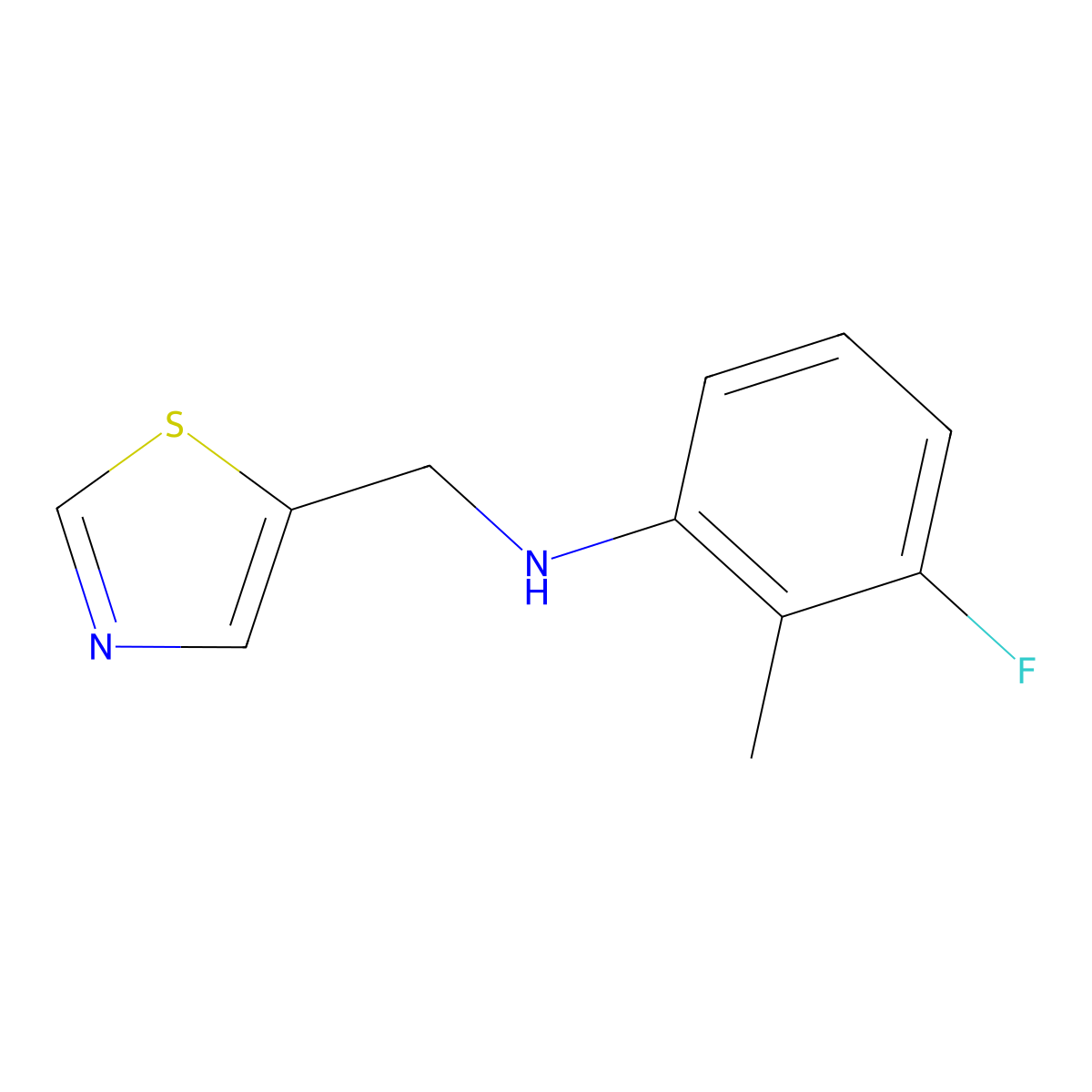 3-Fluoro-2-methyl-N-(thiazol-5-ylmethyl)aniline molecular structure, CAS 1343043-44-6