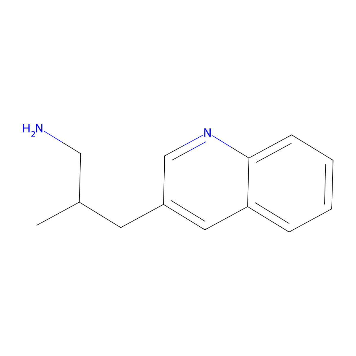 2-Methyl-3-(quinolin-3-yl)propan-1-amine molecular structure, CAS 1343046-15-0