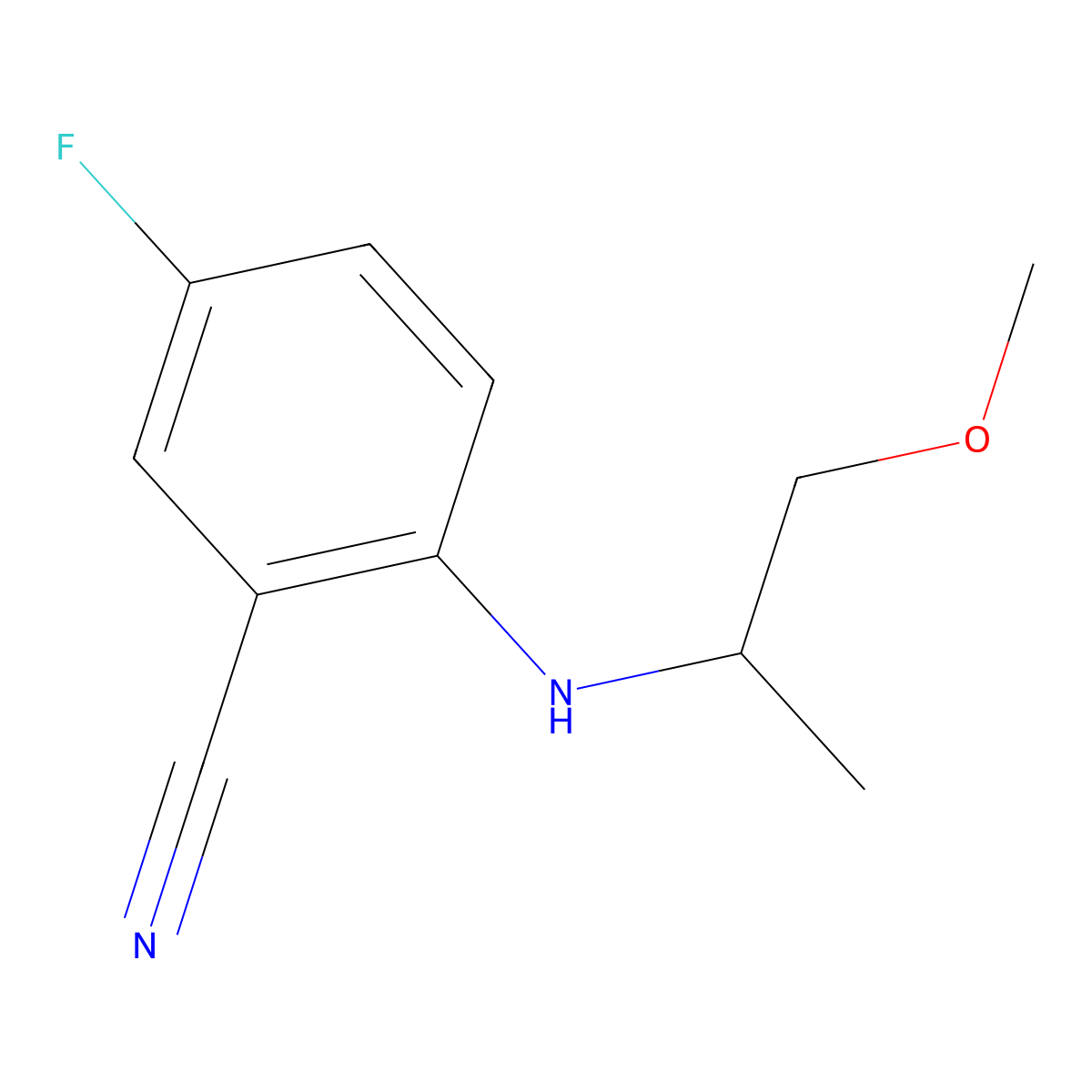 5-Fluoro-2-[(1-methoxypropan-2-yl)amino]benzonitrile molecular structure, CAS 1343057-73-7