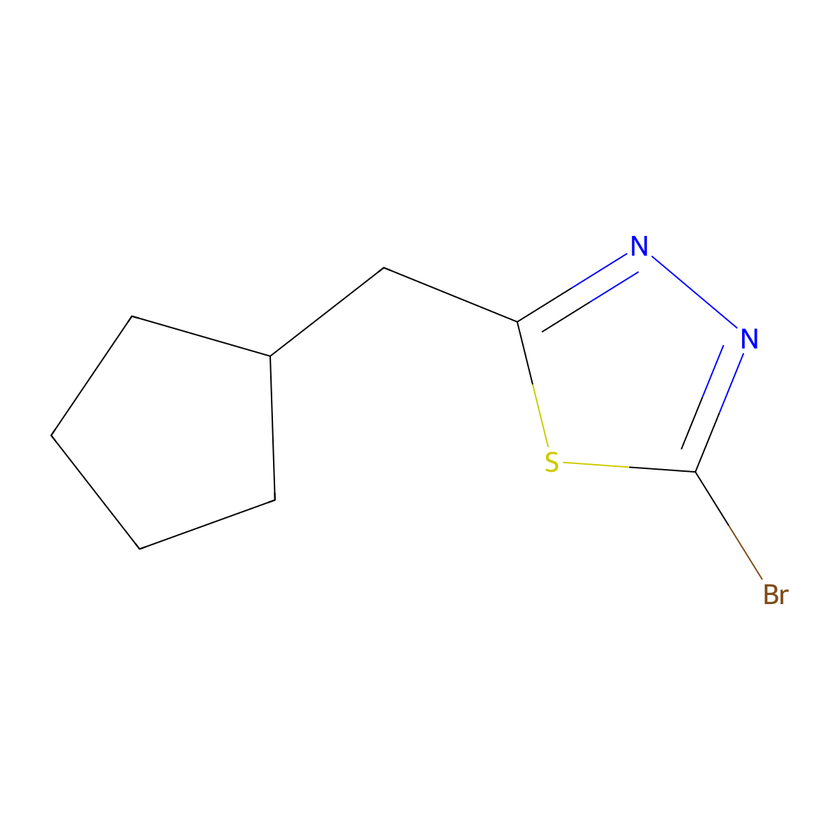 2-Bromo-5-(cyclopentylmethyl)-1,3,4-thiadiazole molecular structure, CAS 1343062-22-5