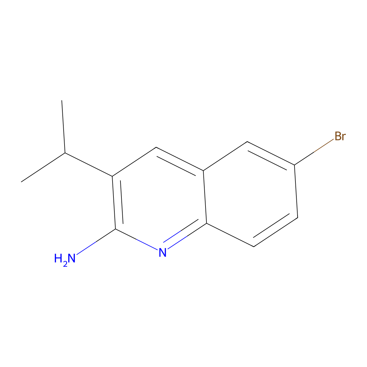 6-Bromo-3-(propan-2-yl)quinolin-2-amine molecular structure, CAS 1343062-33-8