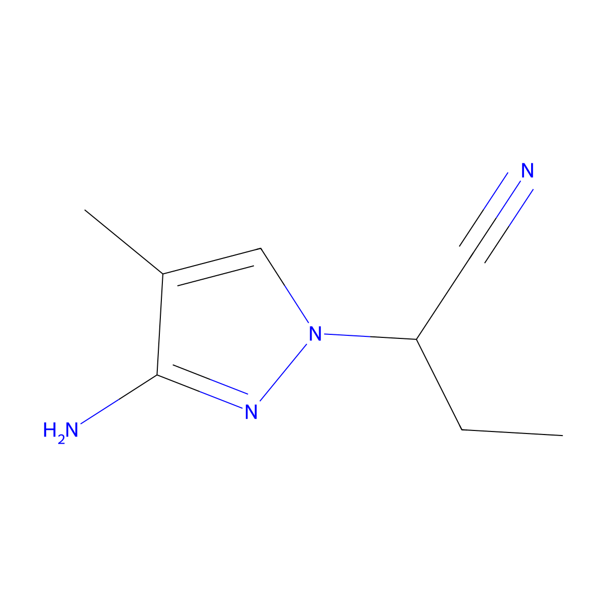 2-(3-amino-4-methyl-1H-pyrazol-1-yl)butanenitrile molecular structure, CAS 1343062-57-6