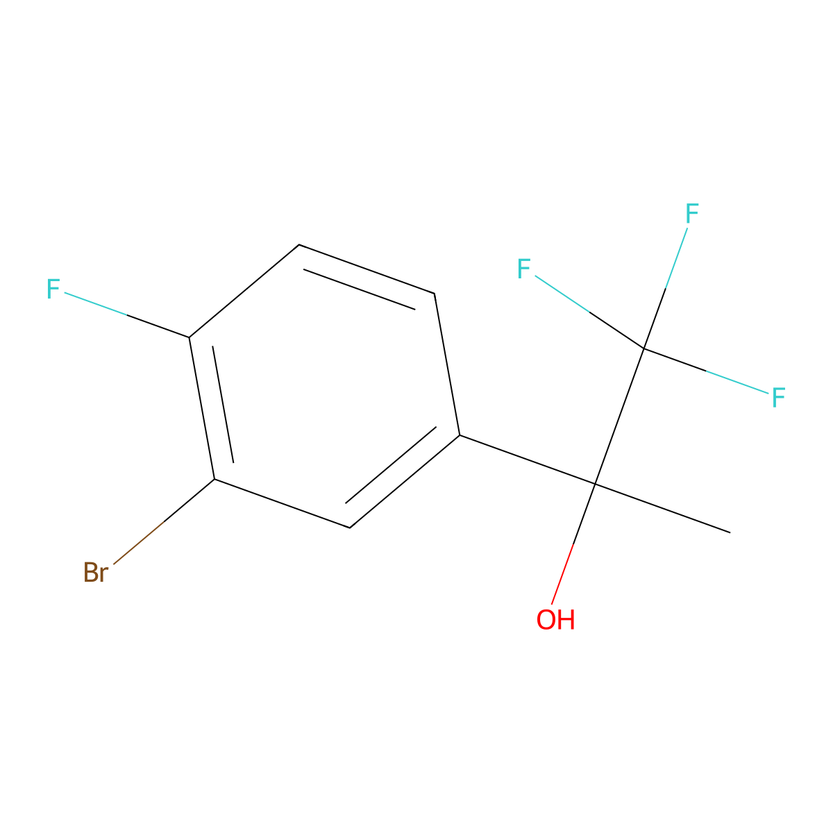 3-Bromo-4-fluoro-alpha-methyl-alpha-(trifluoromethyl)benZenemethanol molecular structure, CAS 1343064-42-5