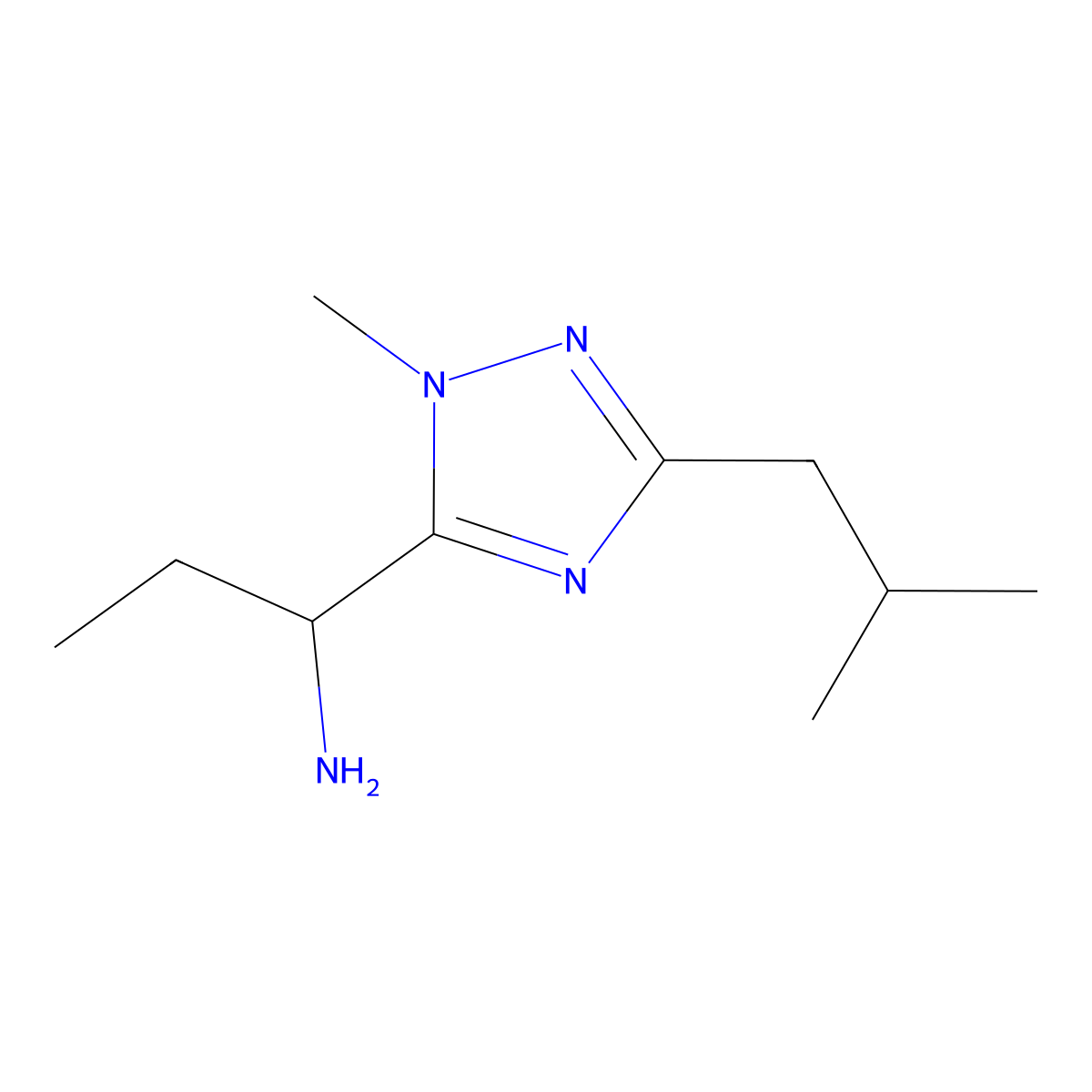 1-(3-Isobutyl-1-methyl-1h-1,2,4-triazol-5-yl)propan-1-amine molecular structure, CAS 1343065-32-6