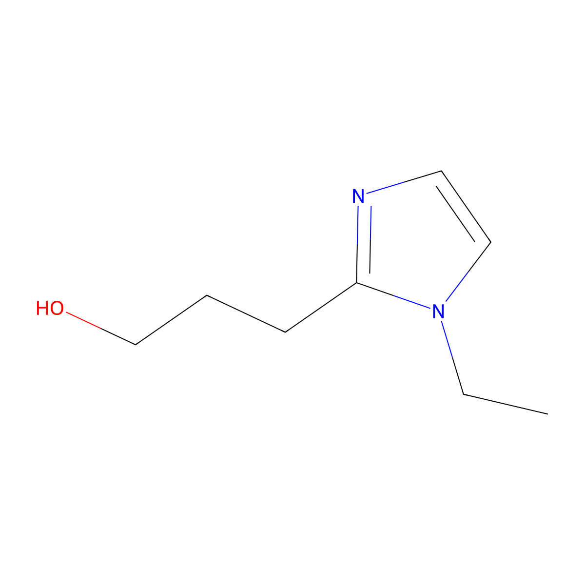 3-(1-ethyl-1H-imidazol-2-yl)propan-1-ol molecular structure, CAS 1343068-48-3