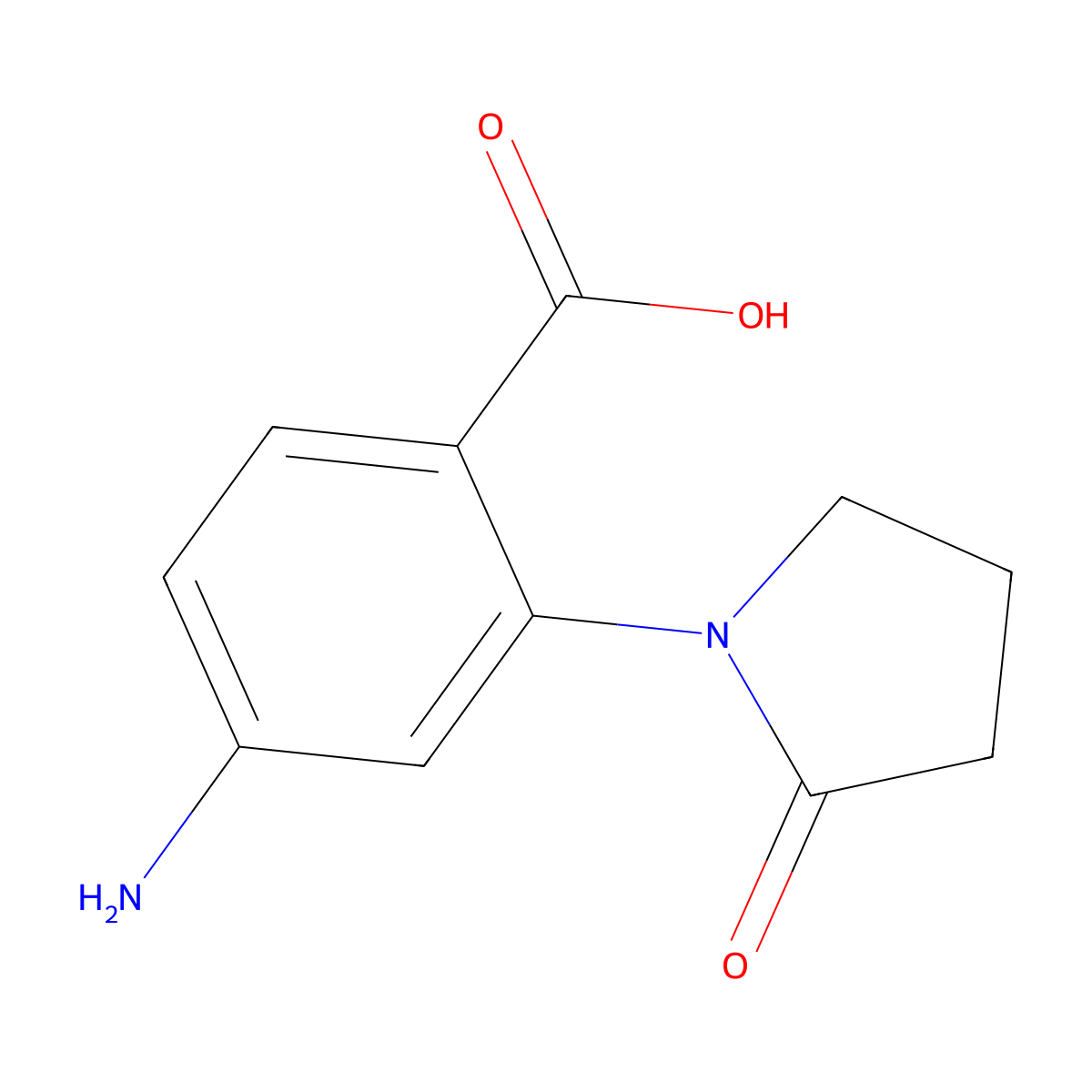 4-Amino-2-(2-oxopyrrolidin-1-yl)benzoic acid molecular structure, CAS 1343070-19-8