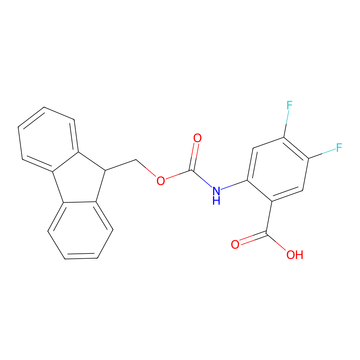 2-{[(9H-fluoren-9-ylmethoxy)carbonyl]amino}-4,5-difluorobenzoic acid molecular structure, CAS 1343071-33-9