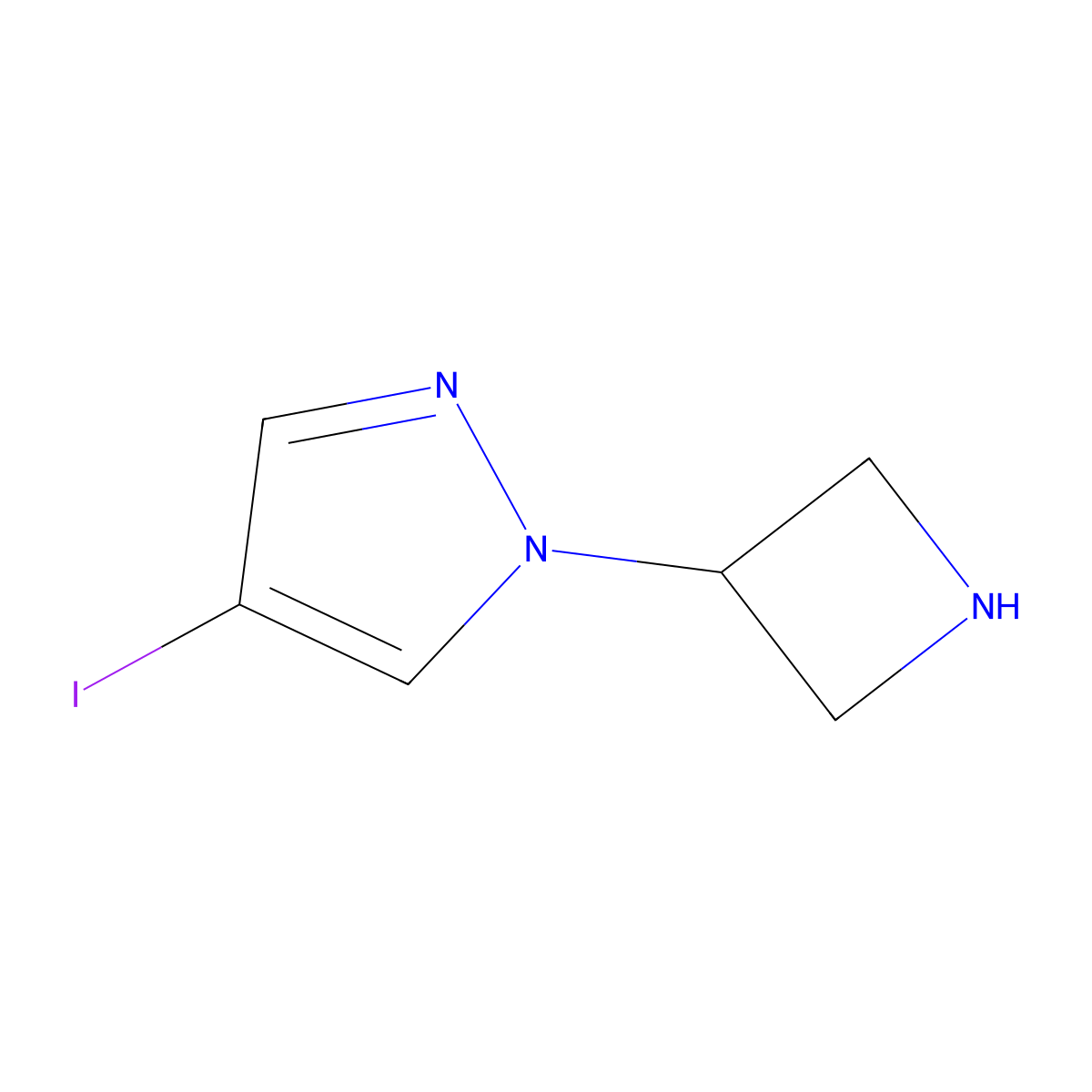 1-(azetidin-3-yl)-4-iodo-1H-pyrazole molecular structure, CAS 1343072-59-2