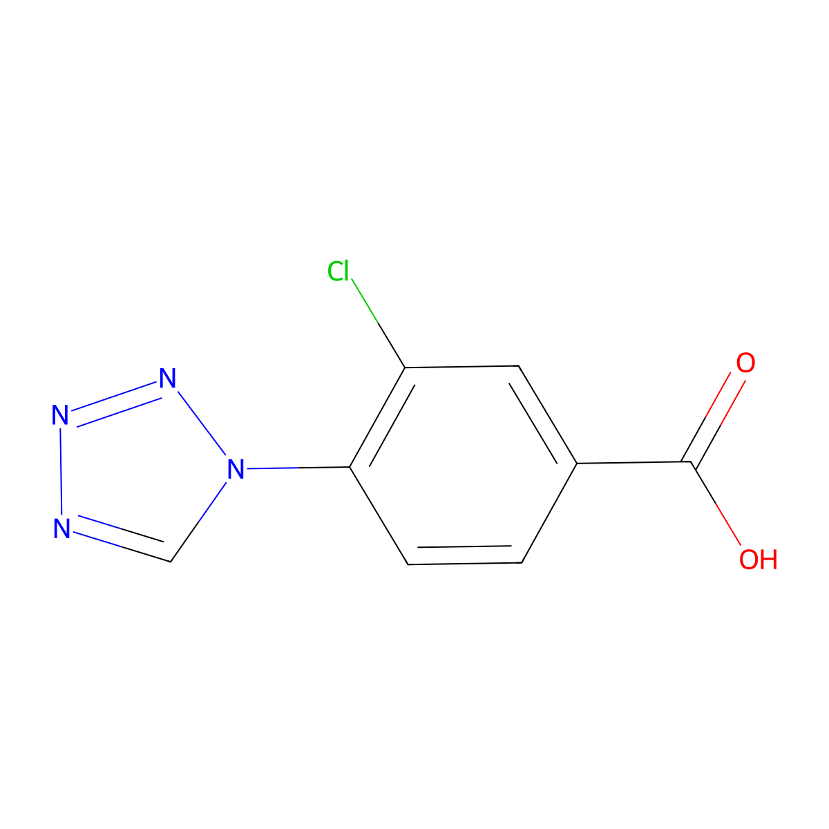 3-chloro-4-(1H-tetrazol-1-yl)benzoic acid molecular structure, CAS 1343073-85-7