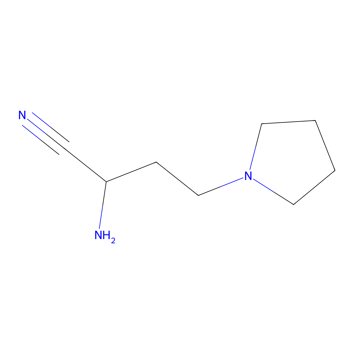 2-Amino-4-(pyrrolidin-1-yl)butanenitrile molecular structure, CAS 1343074-85-0