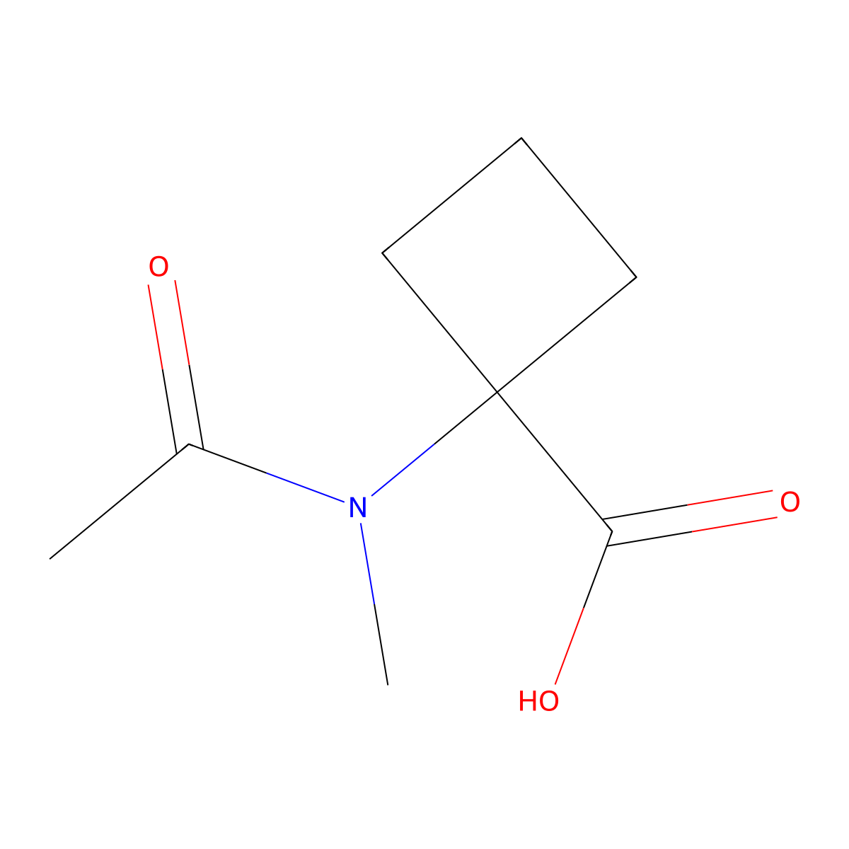 1-(N-methylacetamido)cyclobutane-1-carboxylic acid molecular structure, CAS 1343078-96-5