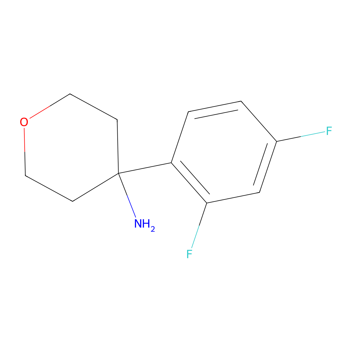 4-(2,4-Difluorophenyl)oxan-4-amine molecular structure, CAS 1343080-01-2