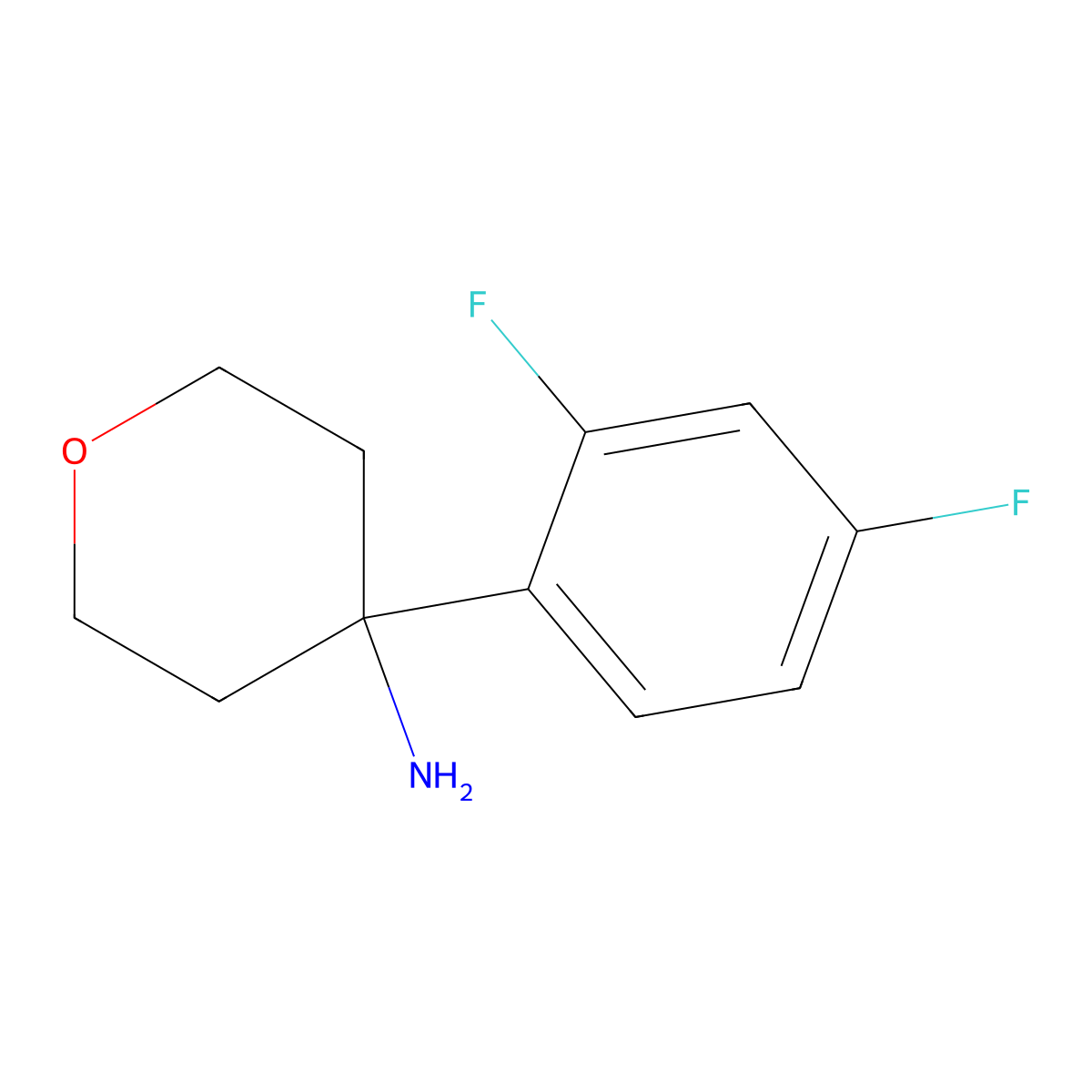 4-(2,4-Difluorophenyl)oxan-4-amine molecular structure, CAS 1343080-01-2