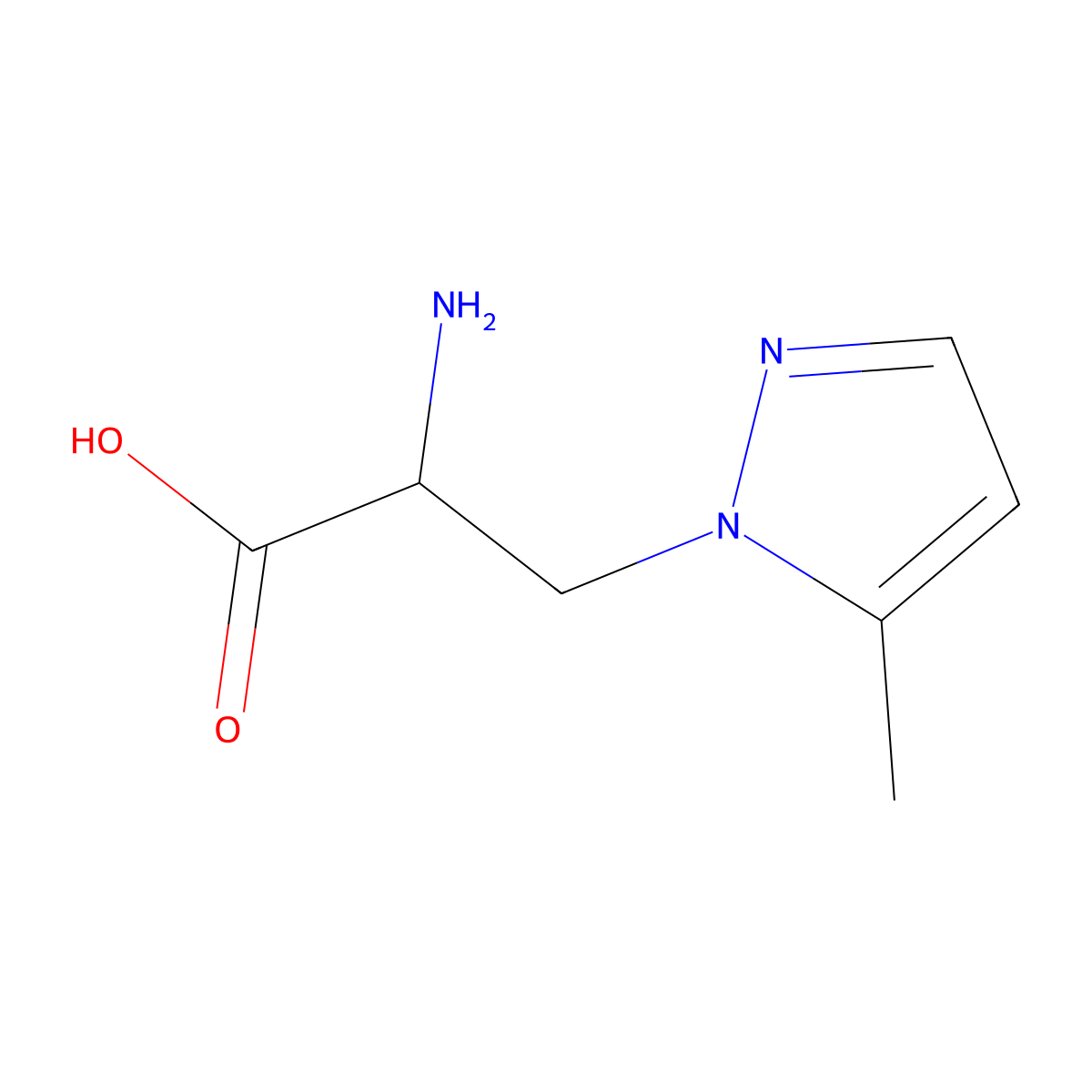 2-amino-3-(5-methyl-1H-pyrazol-1-yl)propanoic acid molecular structure, CAS 1343081-47-9