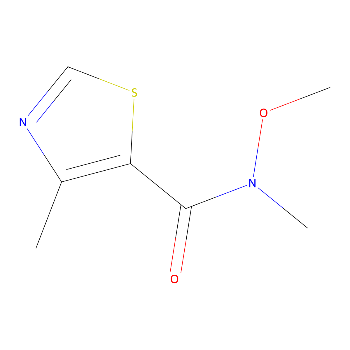 N-methoxy-N,4-dimethylthiazole-5-carboxamide molecular structure, CAS 1343082-83-6