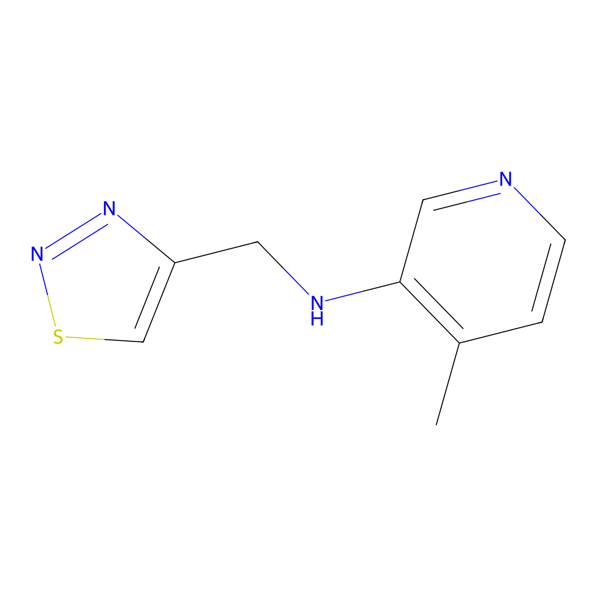 4-methyl-N-[(1,2,3-thiadiazol-4-yl)methyl]pyridin-3-amine molecular structure, CAS 1343084-38-7
