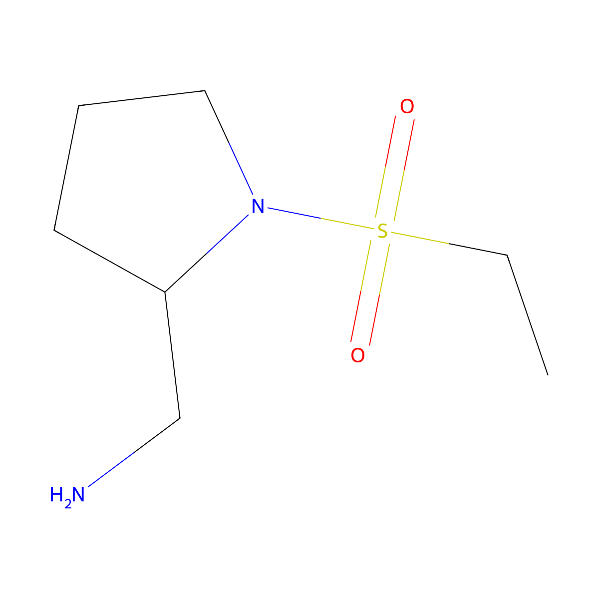 (1-(Ethylsulfonyl)pyrrolidin-2-yl)methanamine molecular structure, CAS 1343086-07-6
