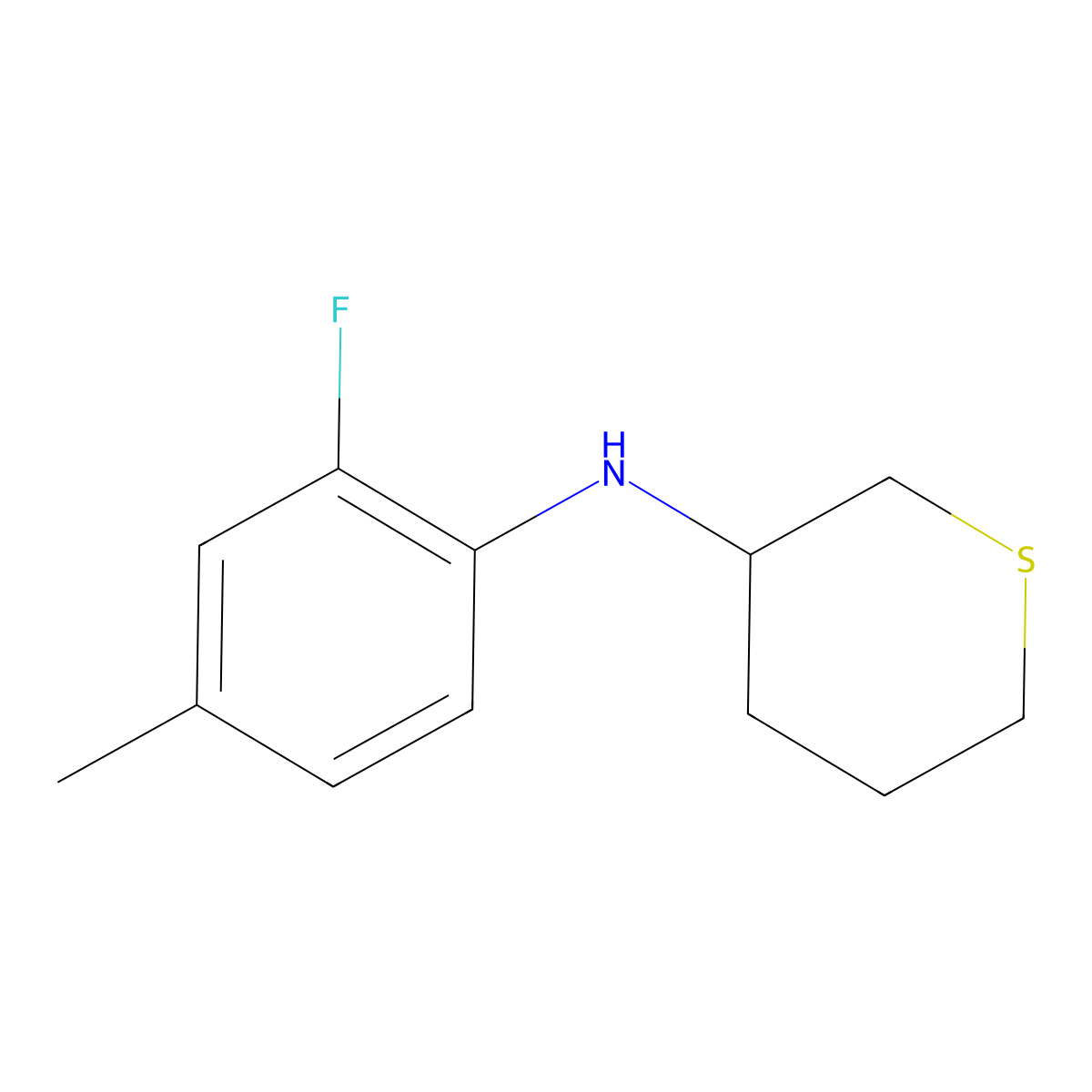 N-(2-fluoro-4-methylphenyl)thian-3-amine molecular structure, CAS 1343088-56-1