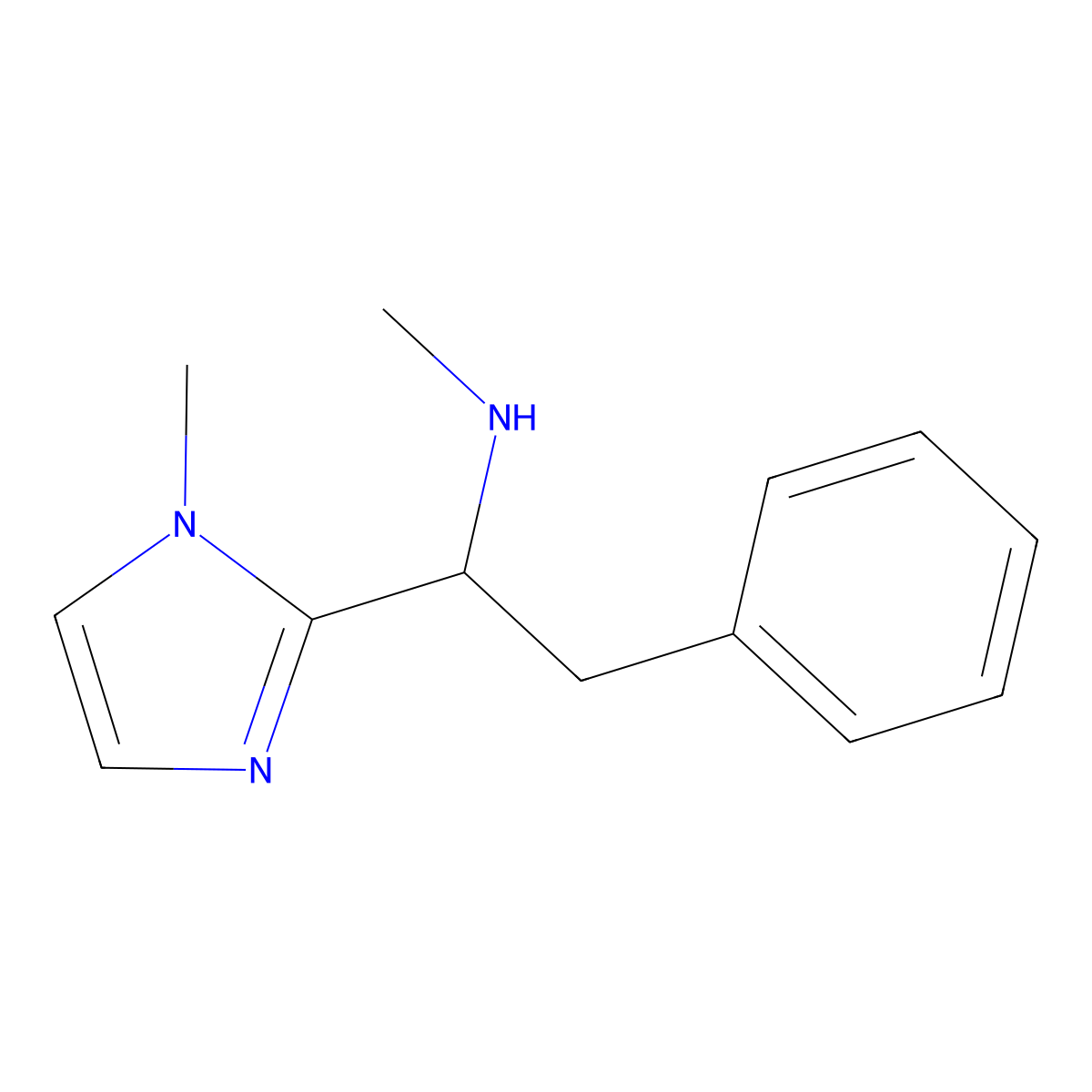 methyl[1-(1-methyl-1H-imidazol-2-yl)-2-phenylethyl]amine molecular structure, CAS 1343093-17-3