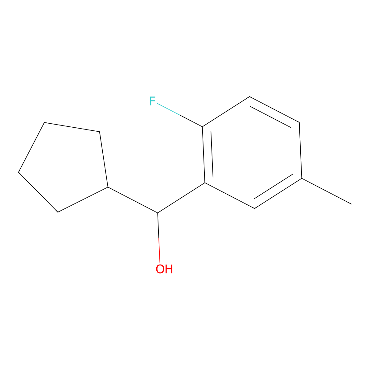 alpha-Cyclopentyl-2-fluoro-5-methylbenZenemethanol molecular structure, CAS 1343094-77-8