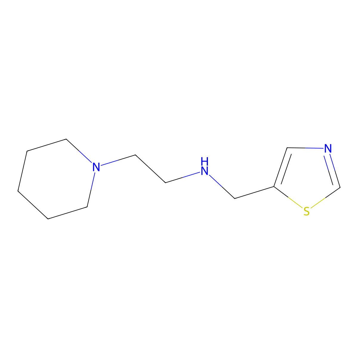 [2-(Piperidin-1-yl)ethyl][(1,3-thiazol-5-yl)methyl]amine molecular structure, CAS 1343097-02-8