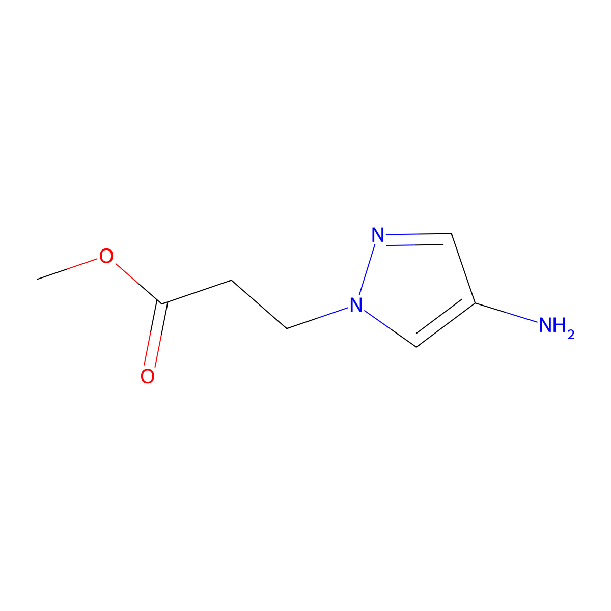 methyl 3-(4-amino-1H-pyrazol-1-yl)propanoate molecular structure, CAS 1343098-02-1