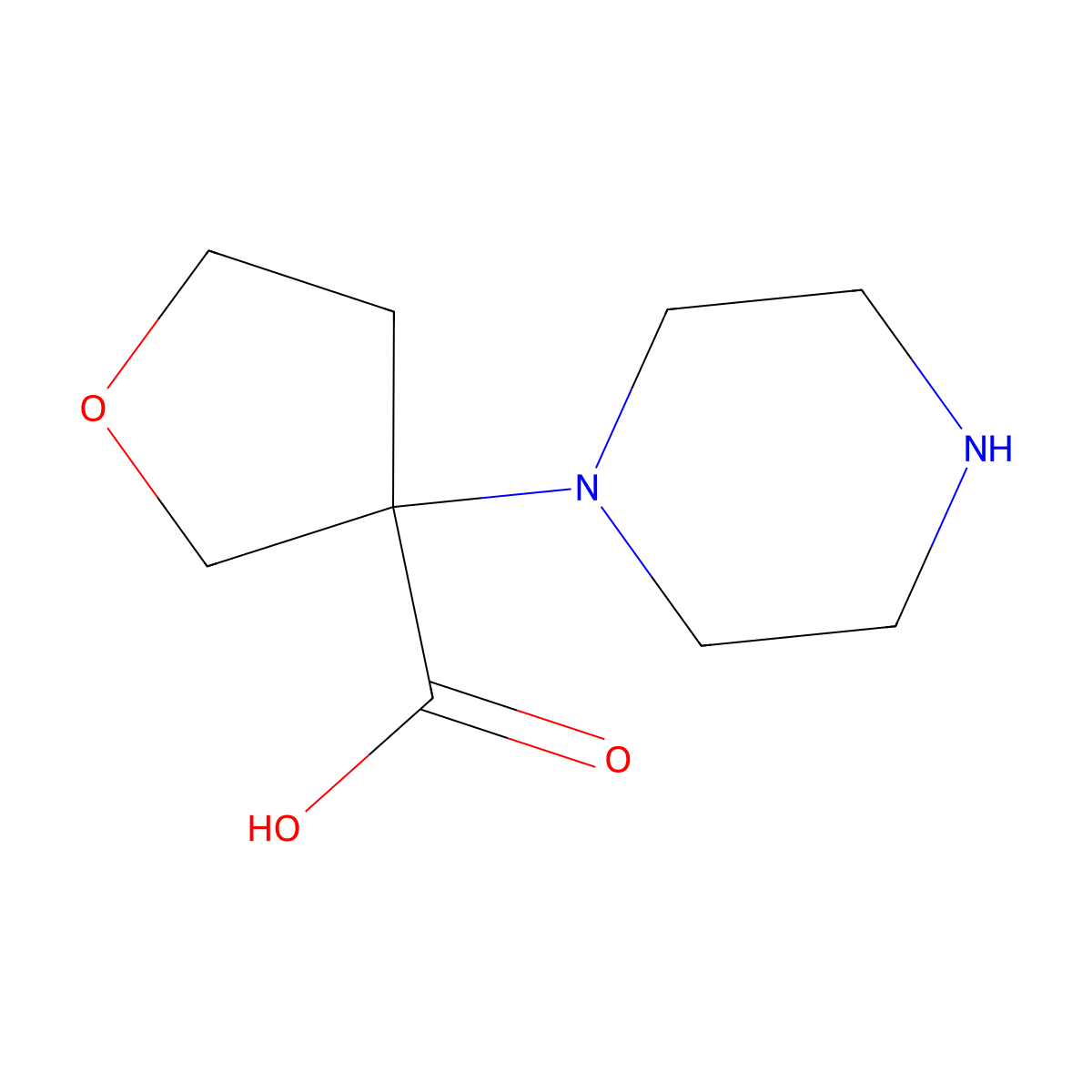 3-(Piperazin-1-yl)oxolane-3-carboxylic acid molecular structure, CAS 1343099-74-0