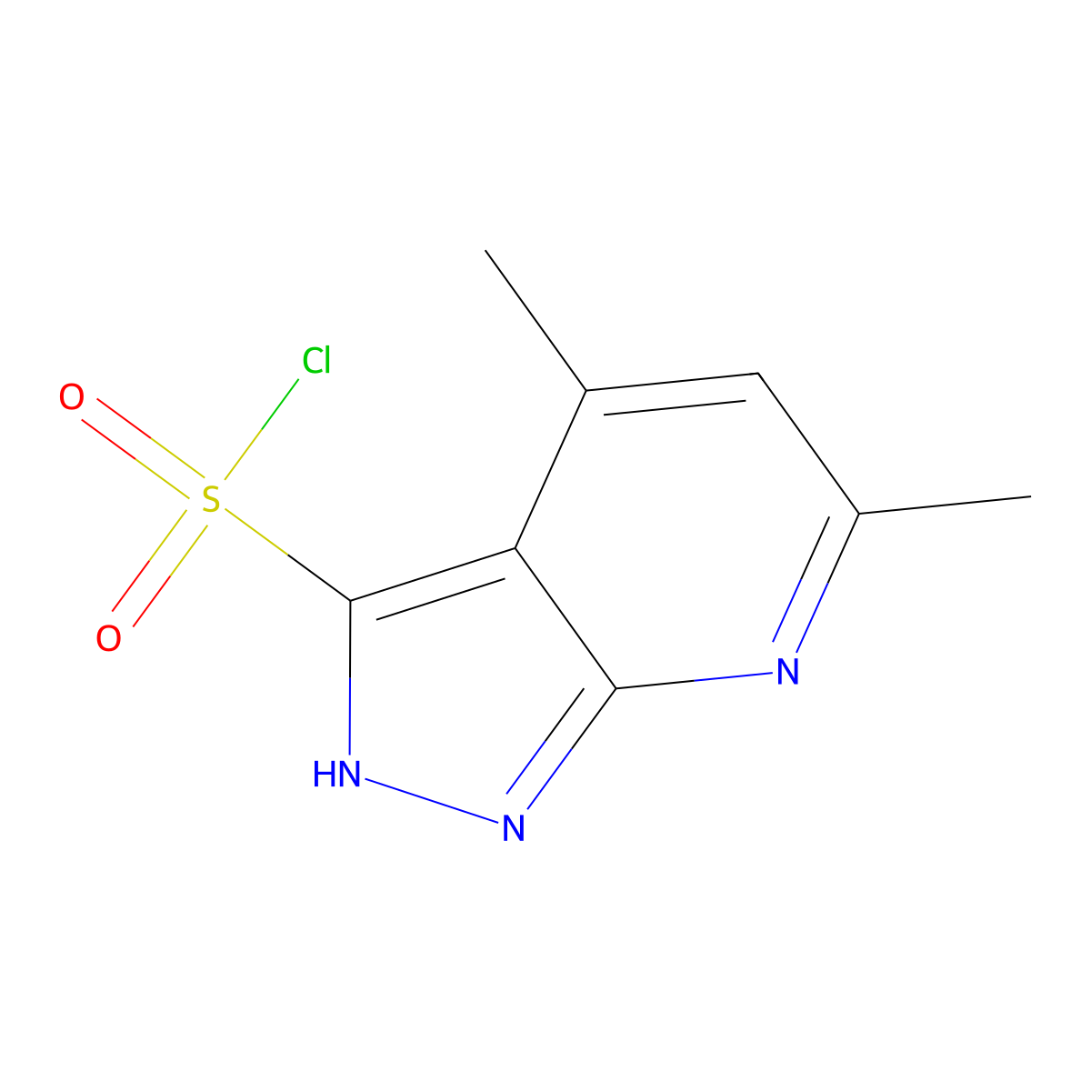 4,6-dimethyl-1H-pyrazolo(3,4-b)pyridine-3-sulfonyl chloride molecular structure, CAS 134310-07-9