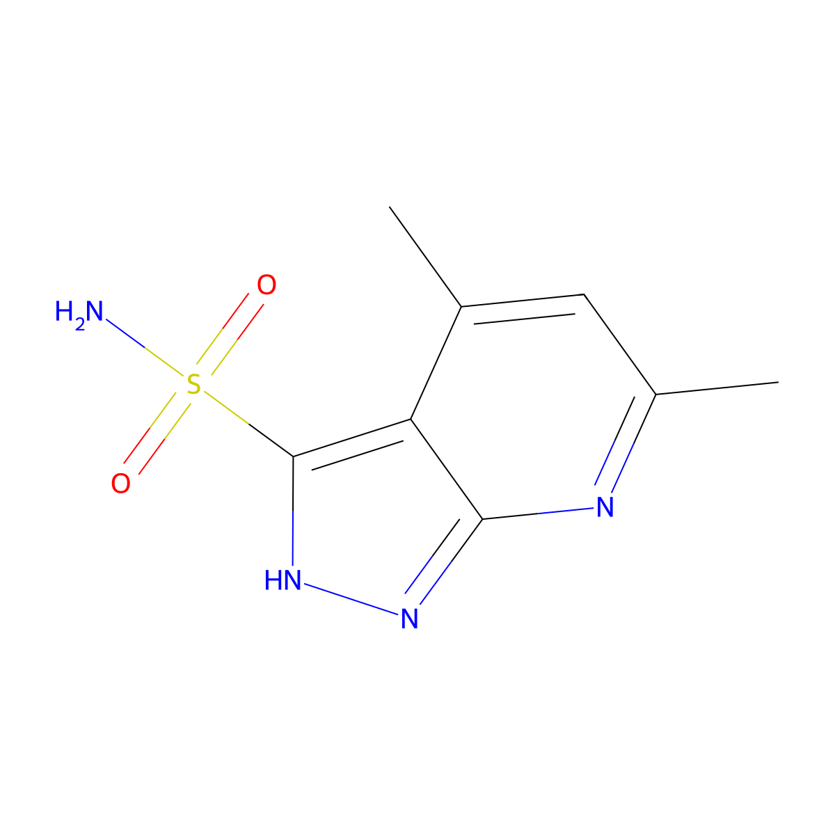 4,6-dimethyl-1H-pyrazolo[3,4-b]pyridine-3-sulfonamide molecular structure, CAS 134310-09-1
