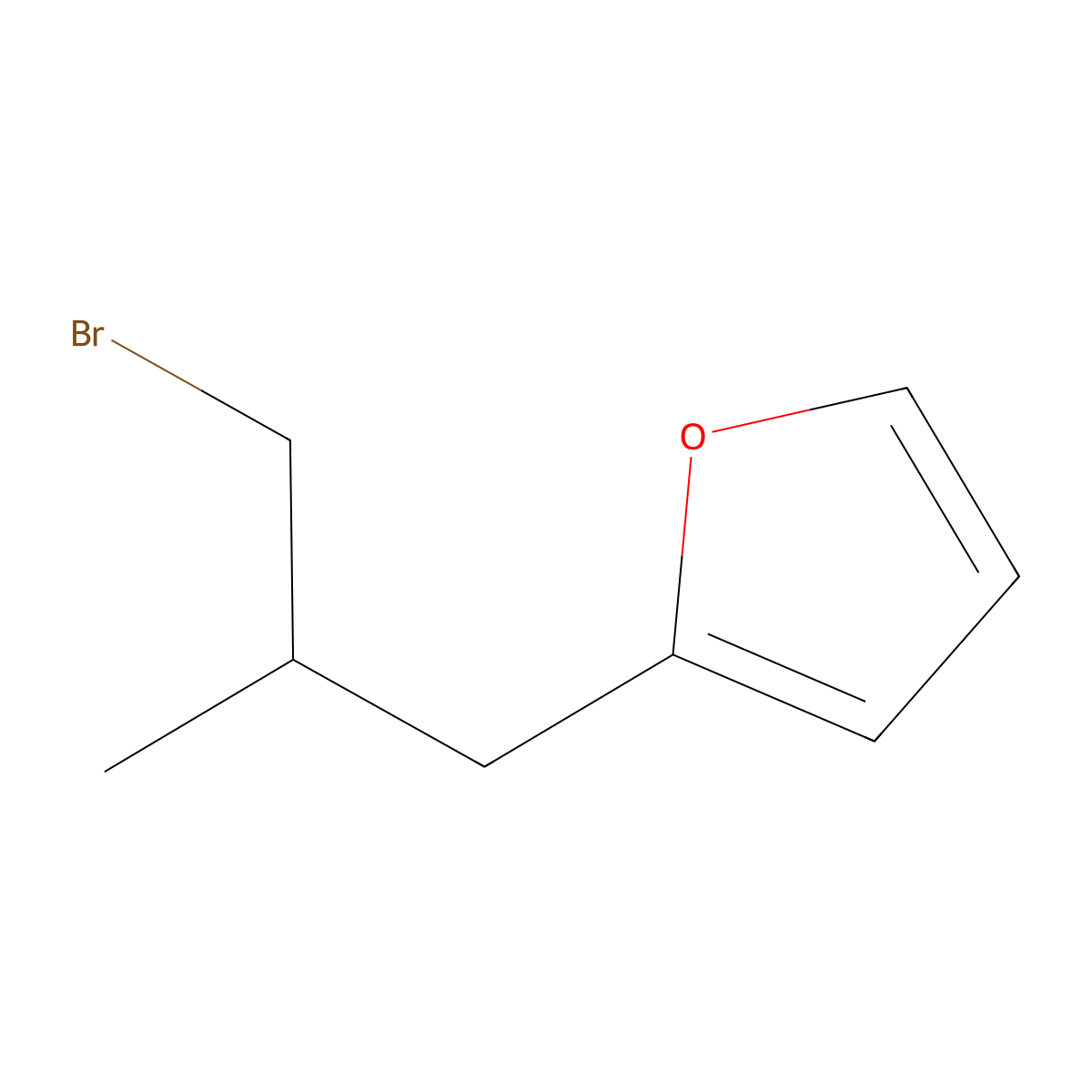2-(3-Bromo-2-methylpropyl)furan molecular structure, CAS 1343100-24-2