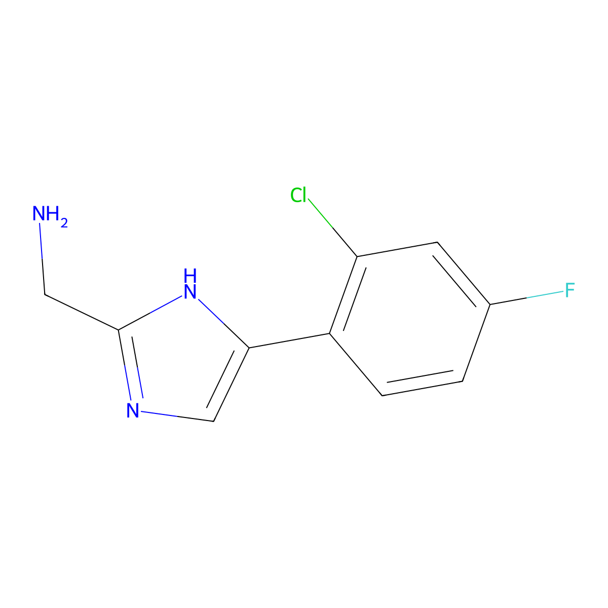 (5-(2-chloro-4-fluorophenyl)-1H-imidazol-2-yl)methanamine molecular structure, CAS 1343104-67-5