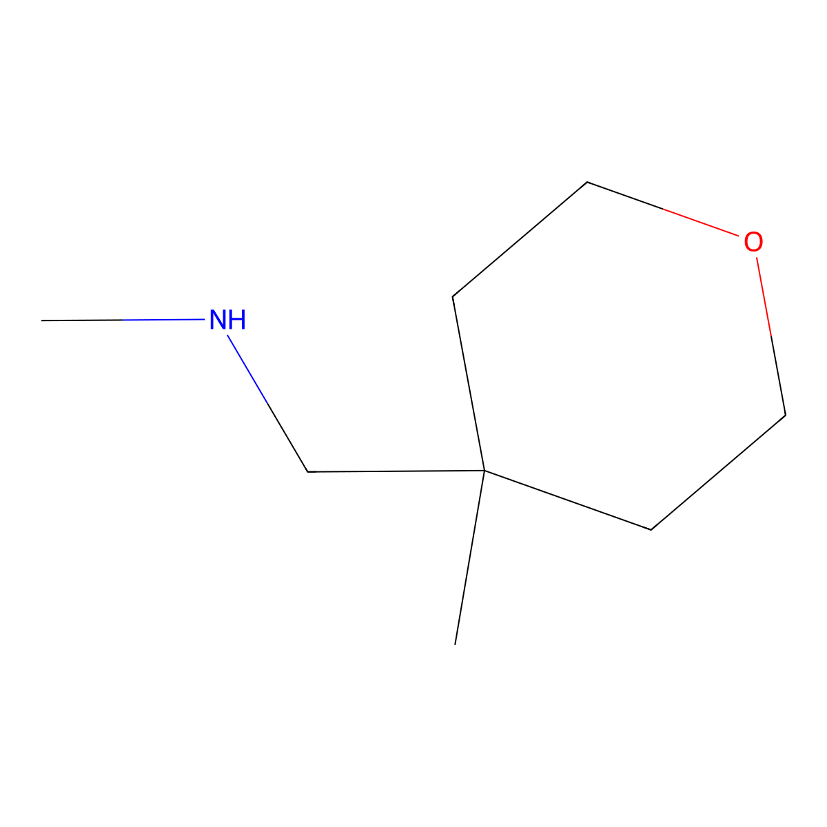 Methyl[(4-methyloxan-4-yl)methyl]amine molecular structure, CAS 1343112-95-7