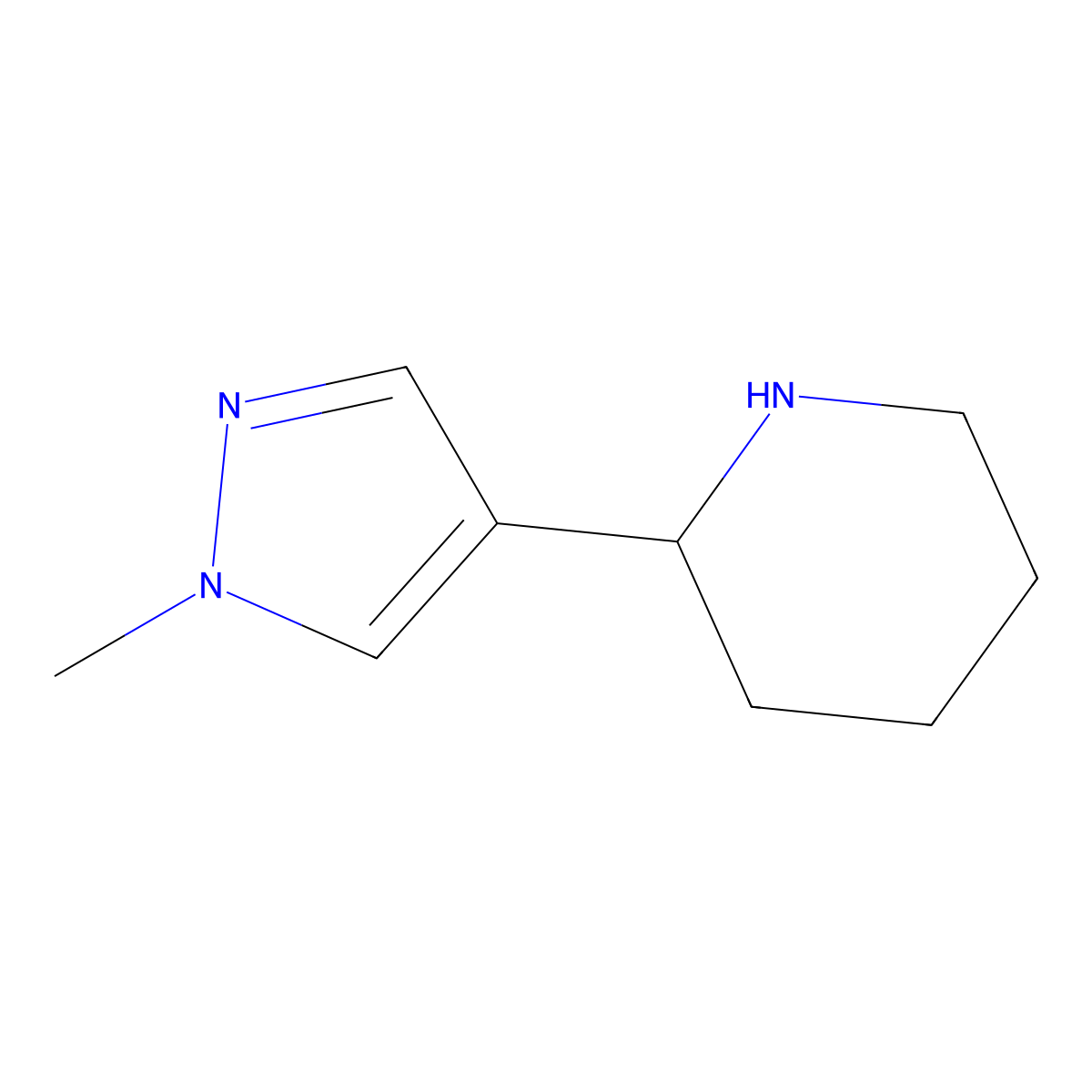 2-(1-methyl-1H-pyrazol-4-yl)piperidine molecular structure, CAS 1343116-48-2
