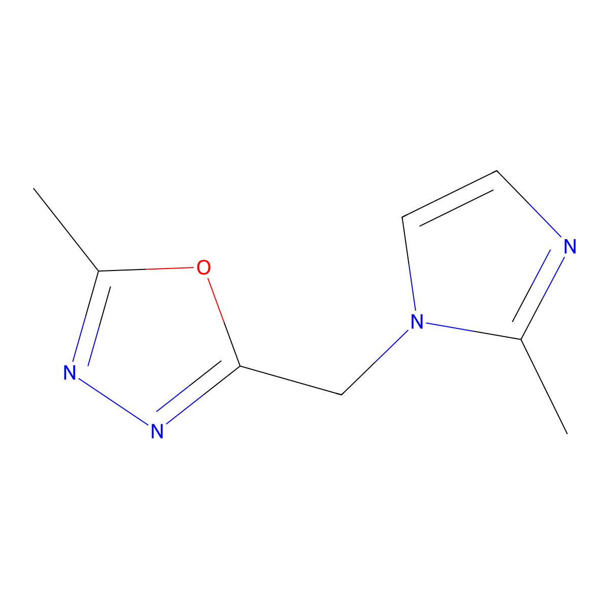 2-methyl-5-[(2-methyl-1H-imidazol-1-yl)methyl]-1,3,4-oxadiazole molecular structure, CAS 1343118-62-6