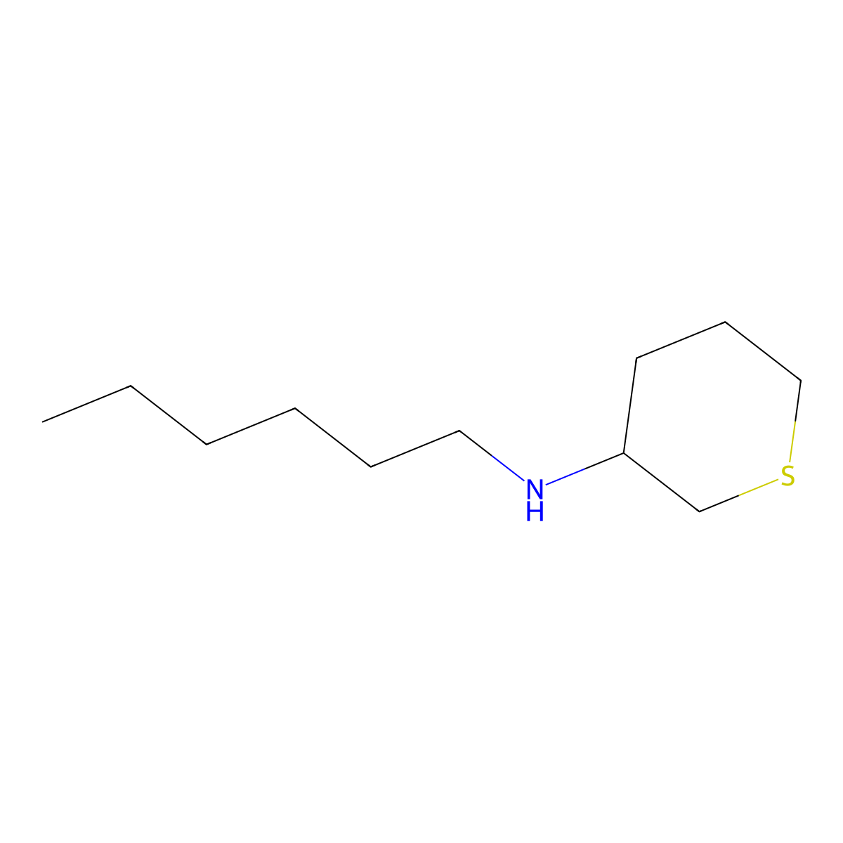 N-Hexyltetrahydro-2H-thiopyran-3-amine molecular structure, CAS 1343120-01-3