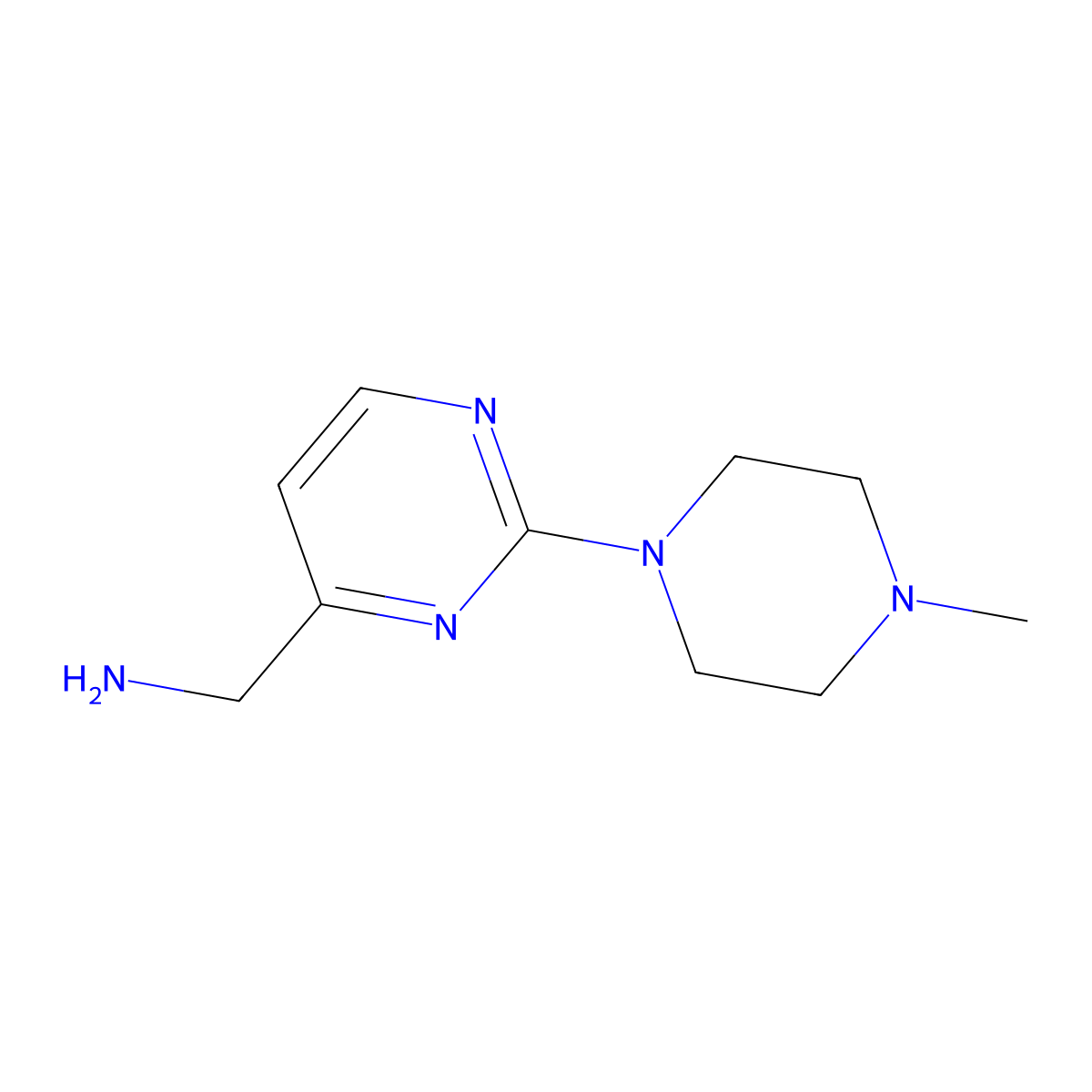 (2-(4-Methylpiperazin-1-yl)pyrimidin-4-yl)methanamine molecular structure, CAS 1343120-12-6