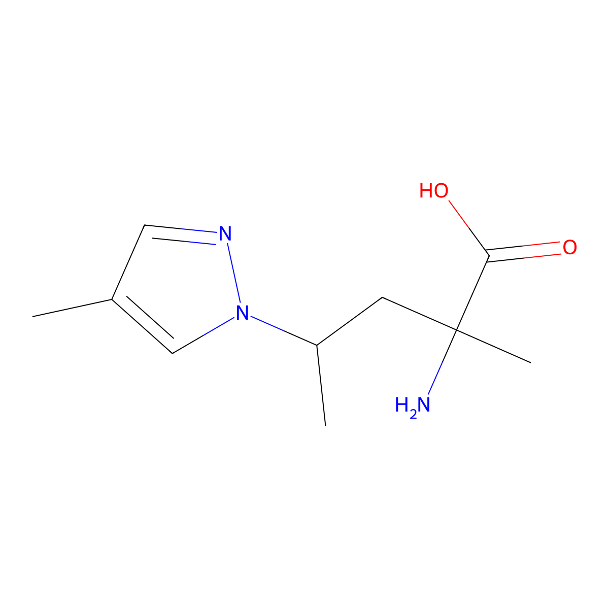 2-Amino-2-methyl-4-(4-methyl-1h-pyrazol-1-yl)pentanoic acid molecular structure, CAS 1343122-23-5