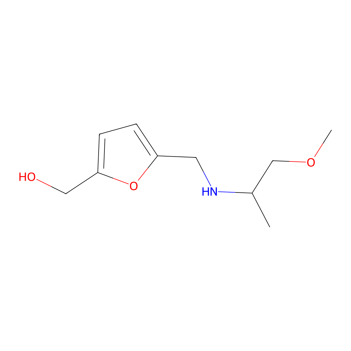 (5-{[(1-Methoxypropan-2-yl)amino]methyl}furan-2-yl)methanol molecular structure, CAS 1343124-96-8