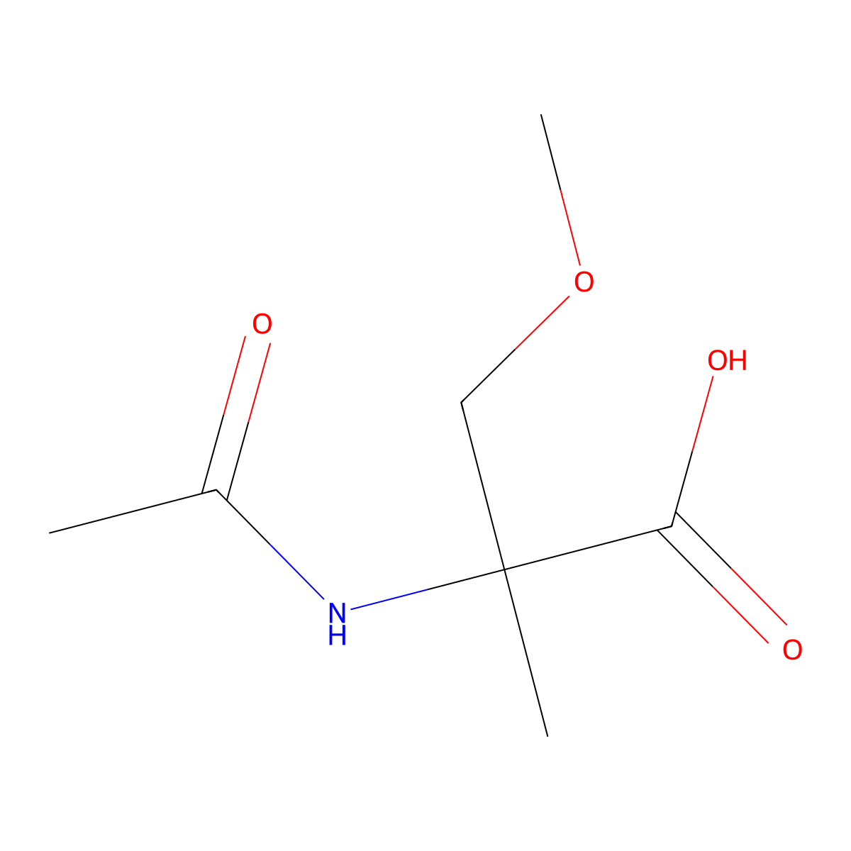 2-Acetamido-3-methoxy-2-methylpropanoic acid molecular structure, CAS 1343127-10-5