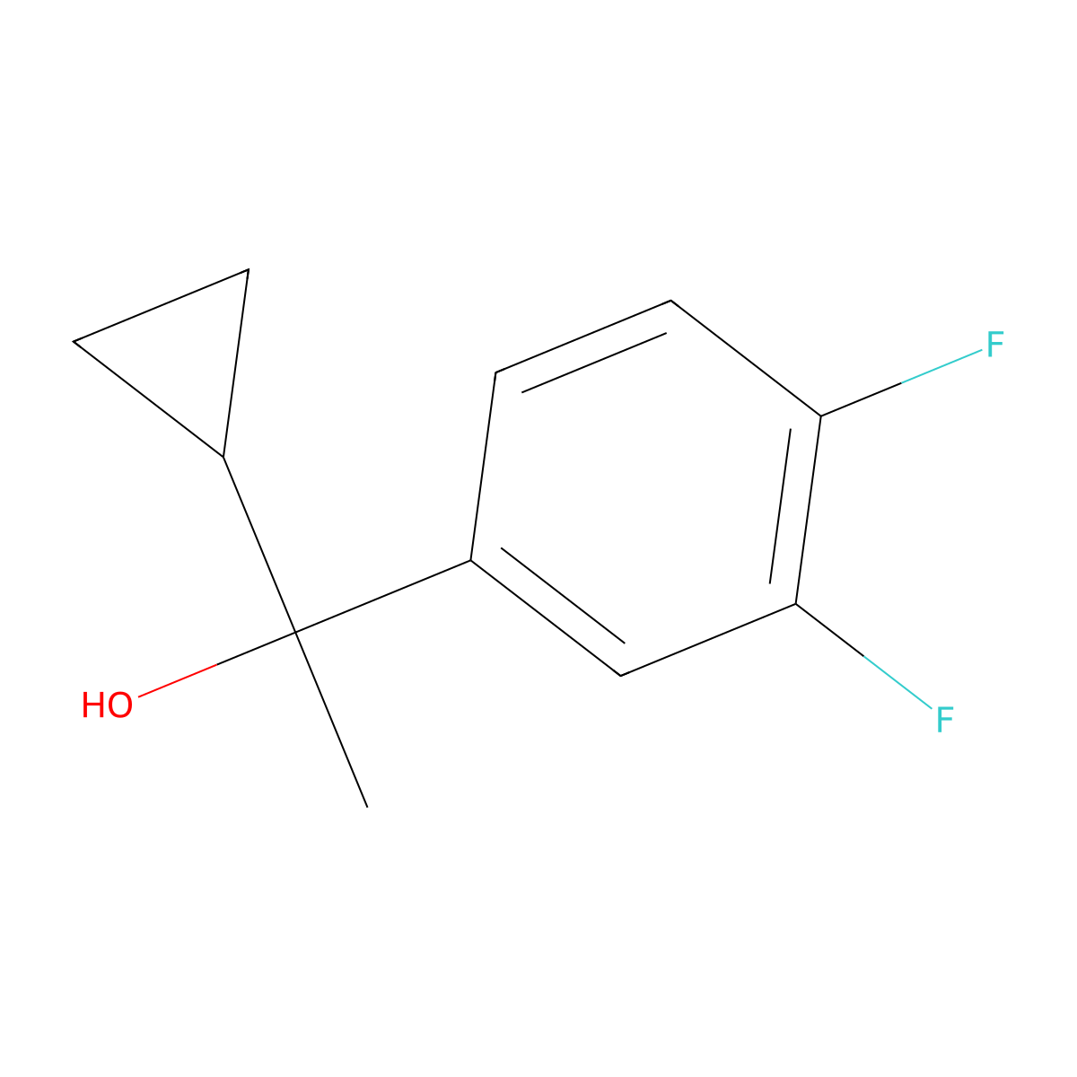 1-(3,4-Difluorophenyl)-1-cyclopropyl ethanol molecular structure, CAS 1343127-12-7