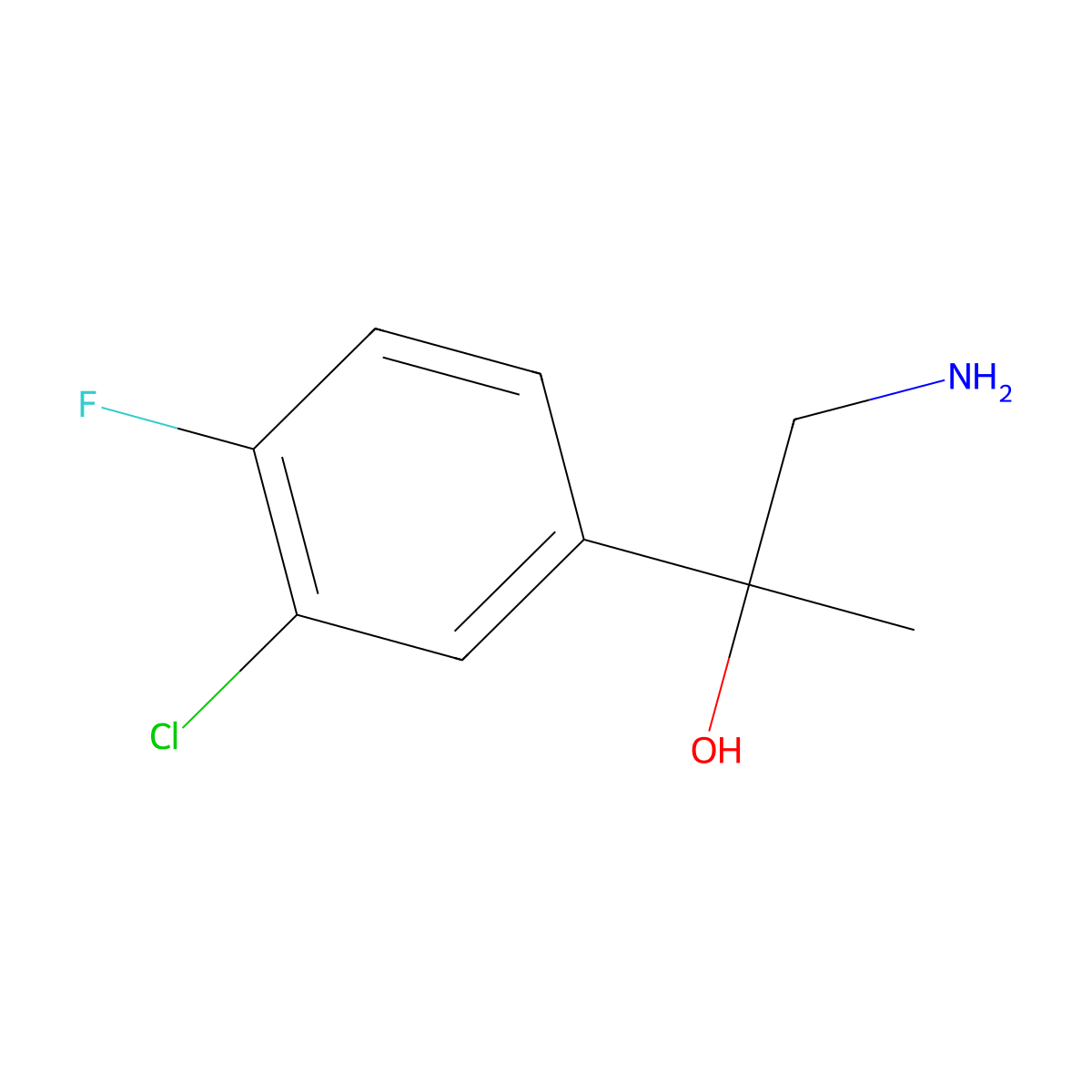1-Amino-2-(3-chloro-4-fluorophenyl)propan-2-ol molecular structure, CAS 1343127-26-3