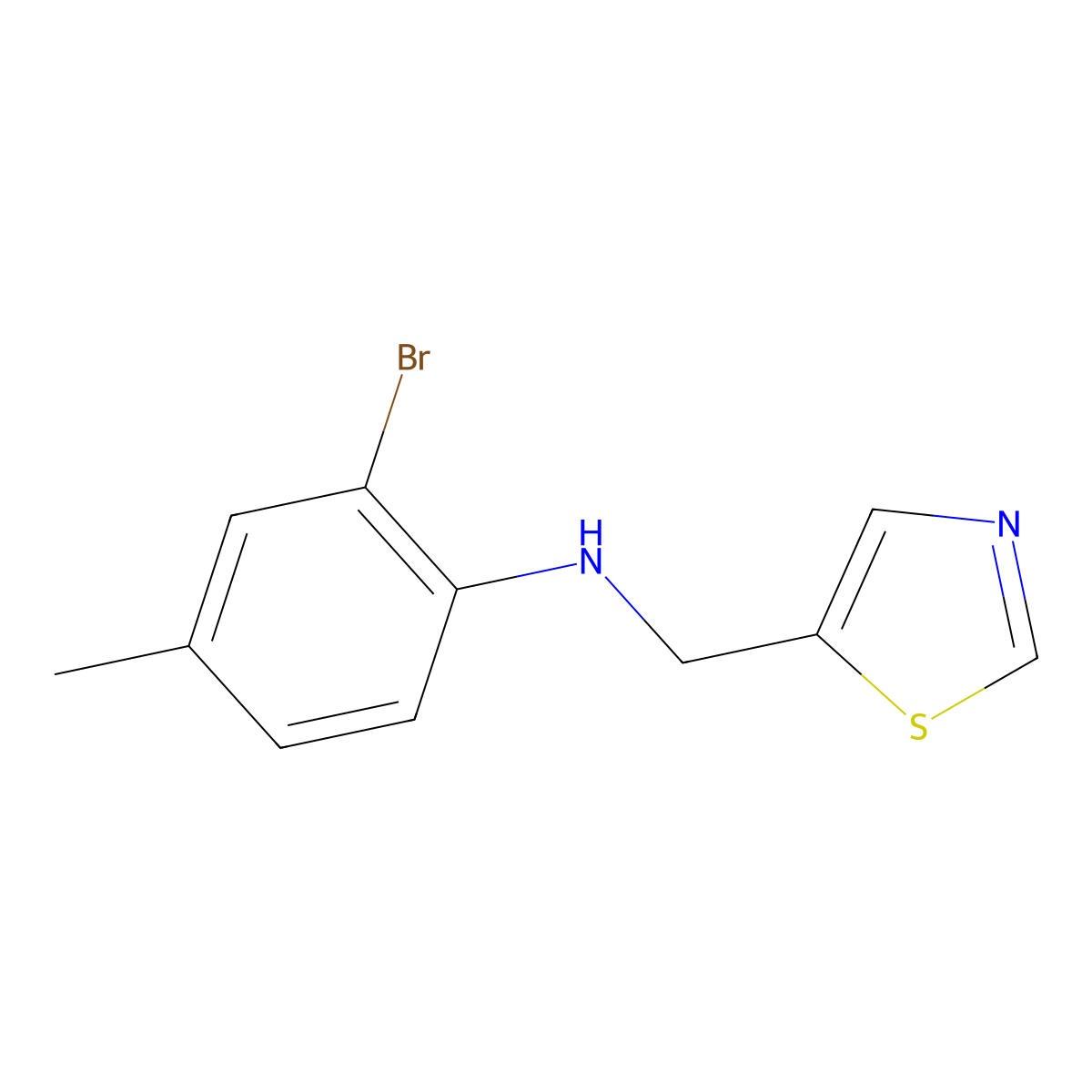2-bromo-4-methyl-N-[(1,3-thiazol-5-yl)methyl]aniline molecular structure, CAS 1343129-51-0