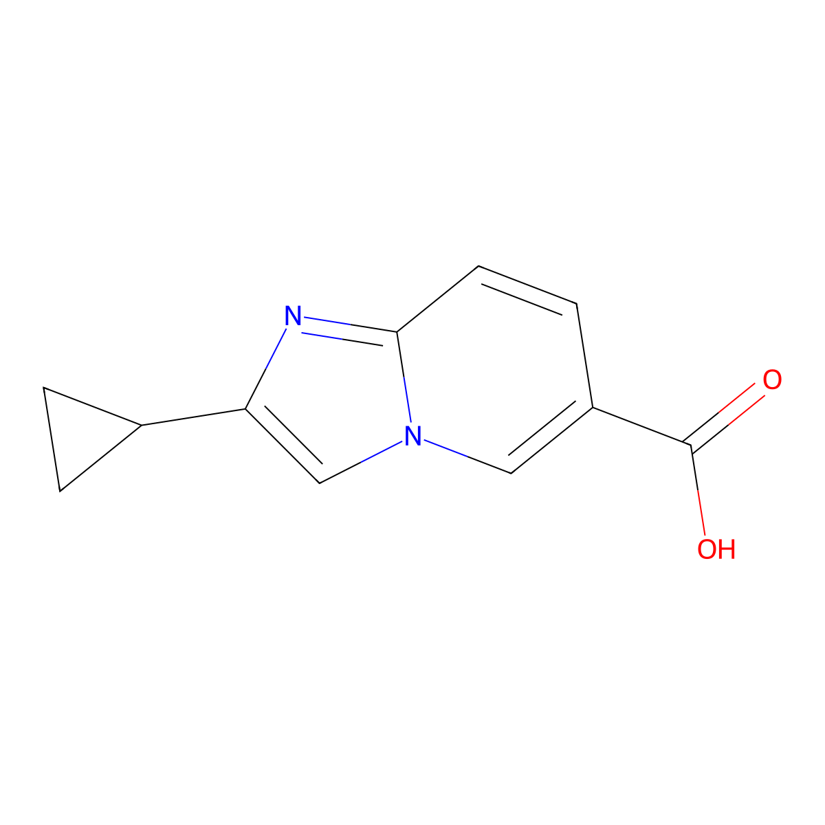 2-Cyclopropylimidazo(1,2-a)pyridine-6-carboxylic acid molecular structure, CAS 1343134-57-5