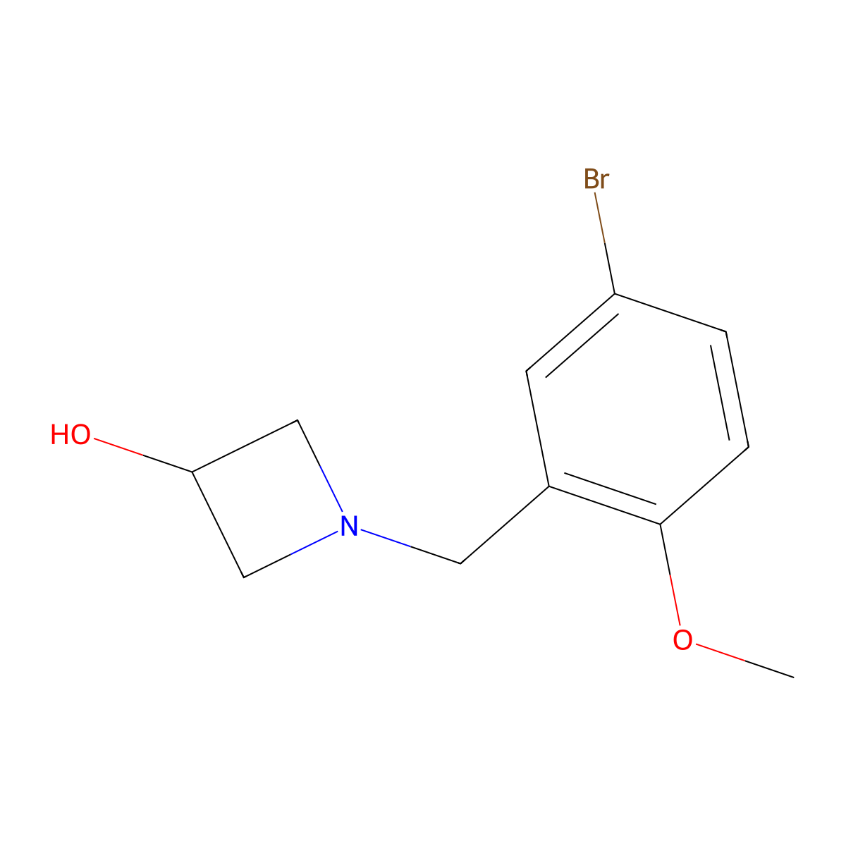1-[(5-Bromo-2-methoxyphenyl)methyl]azetidin-3-ol molecular structure, CAS 1343135-03-4