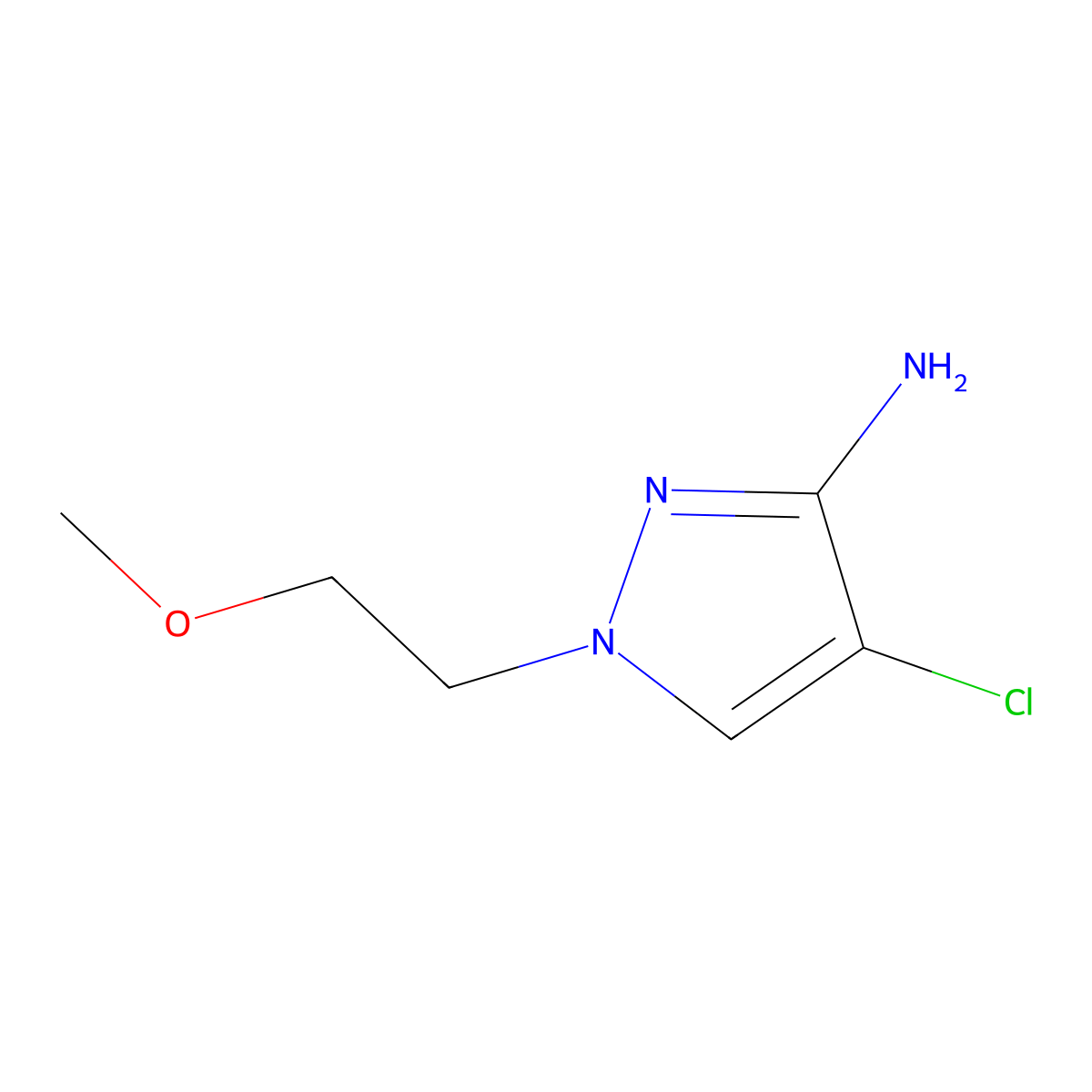 4-chloro-1-(2-methoxyethyl)-1H-pyrazol-3-amine molecular structure, CAS 1343136-49-1
