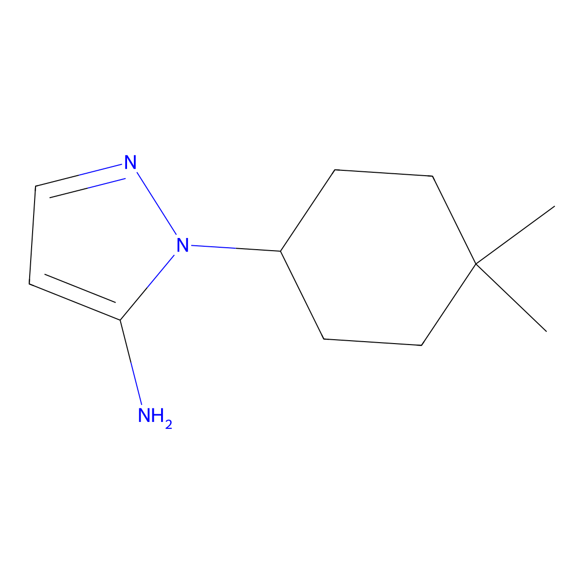 1-(4,4-dimethylcyclohexyl)-1H-pyrazol-5-amine molecular structure, CAS 1343139-12-7
