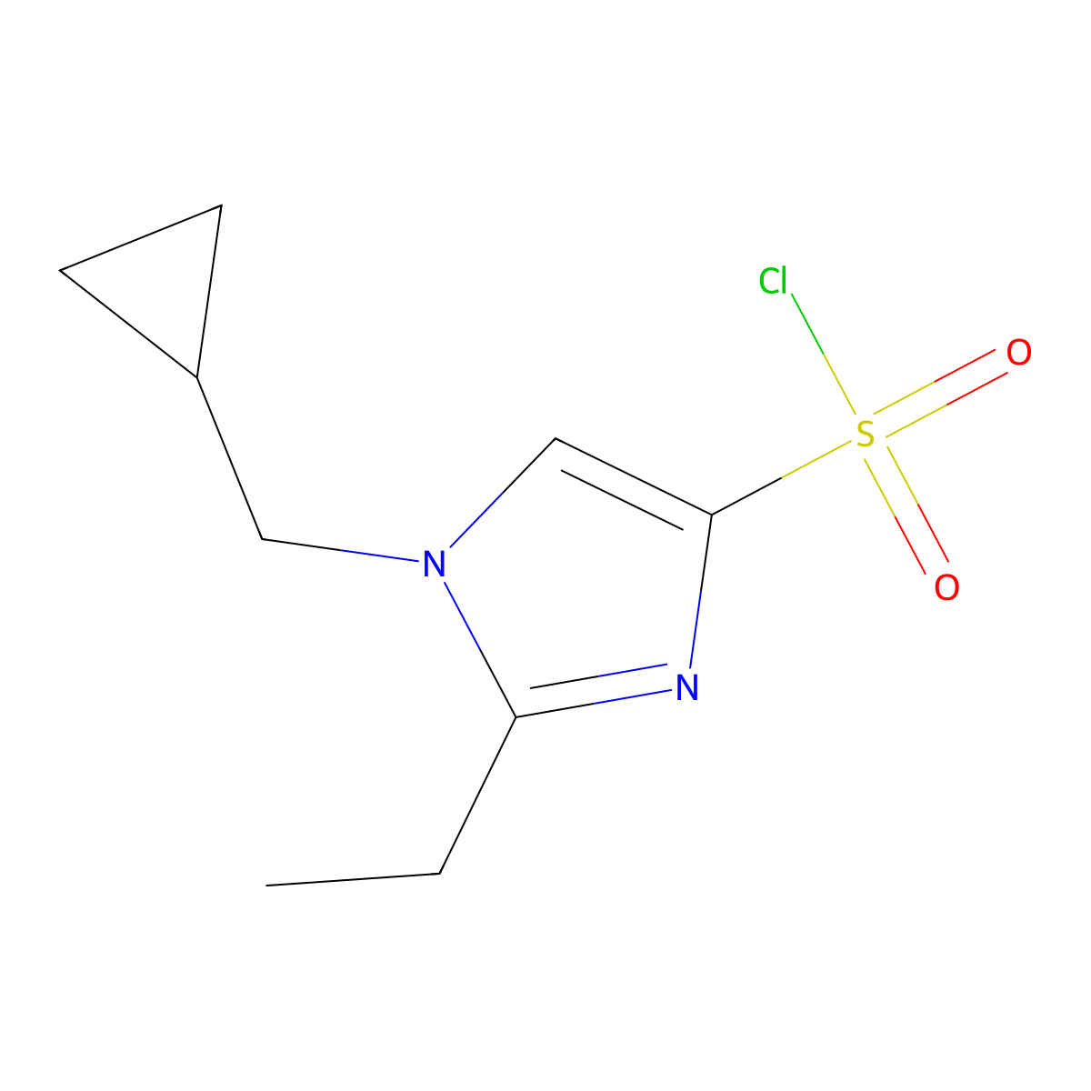 1-(cyclopropylmethyl)-2-ethyl-1H-imidazole-4-sulfonyl chloride molecular structure, CAS 1343139-16-1