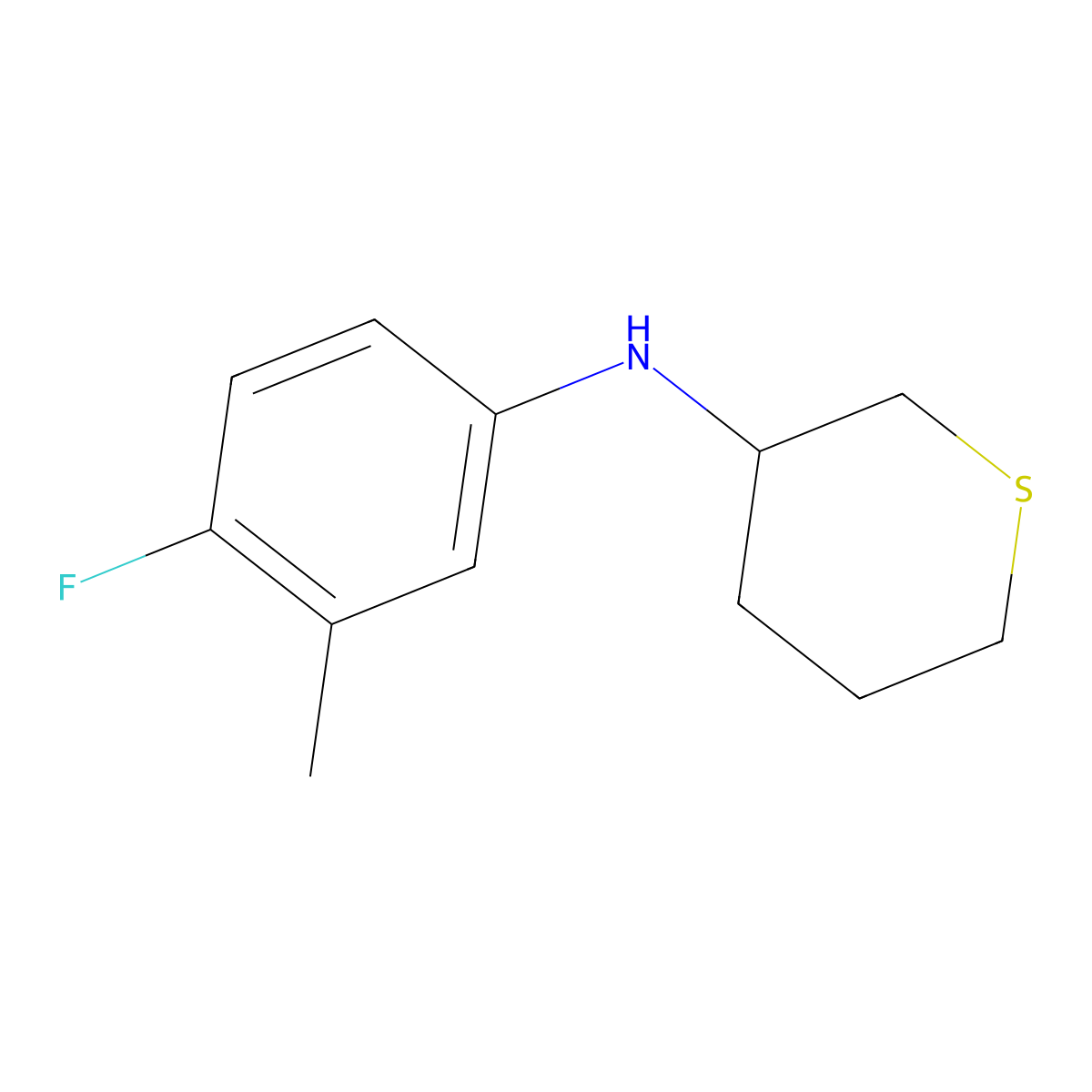 N-(4-fluoro-3-methylphenyl)thian-3-amine molecular structure, CAS 1343140-65-7