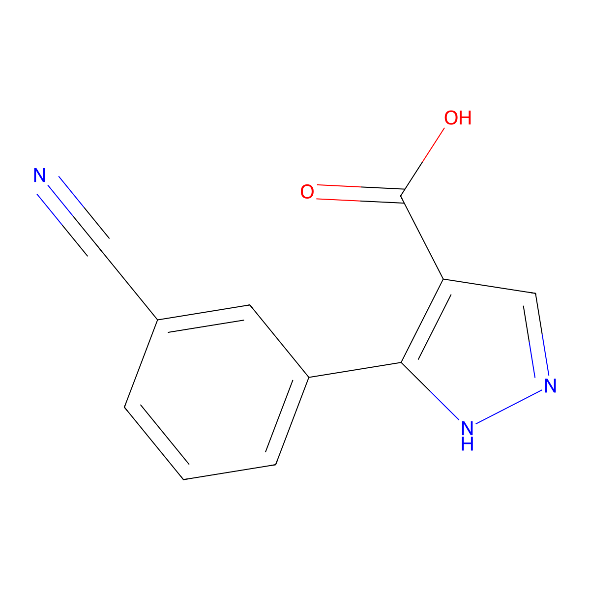 5-(3-cyanophenyl)-1H-pyrazole-4-carboxylic acid molecular structure, CAS 1343144-35-3